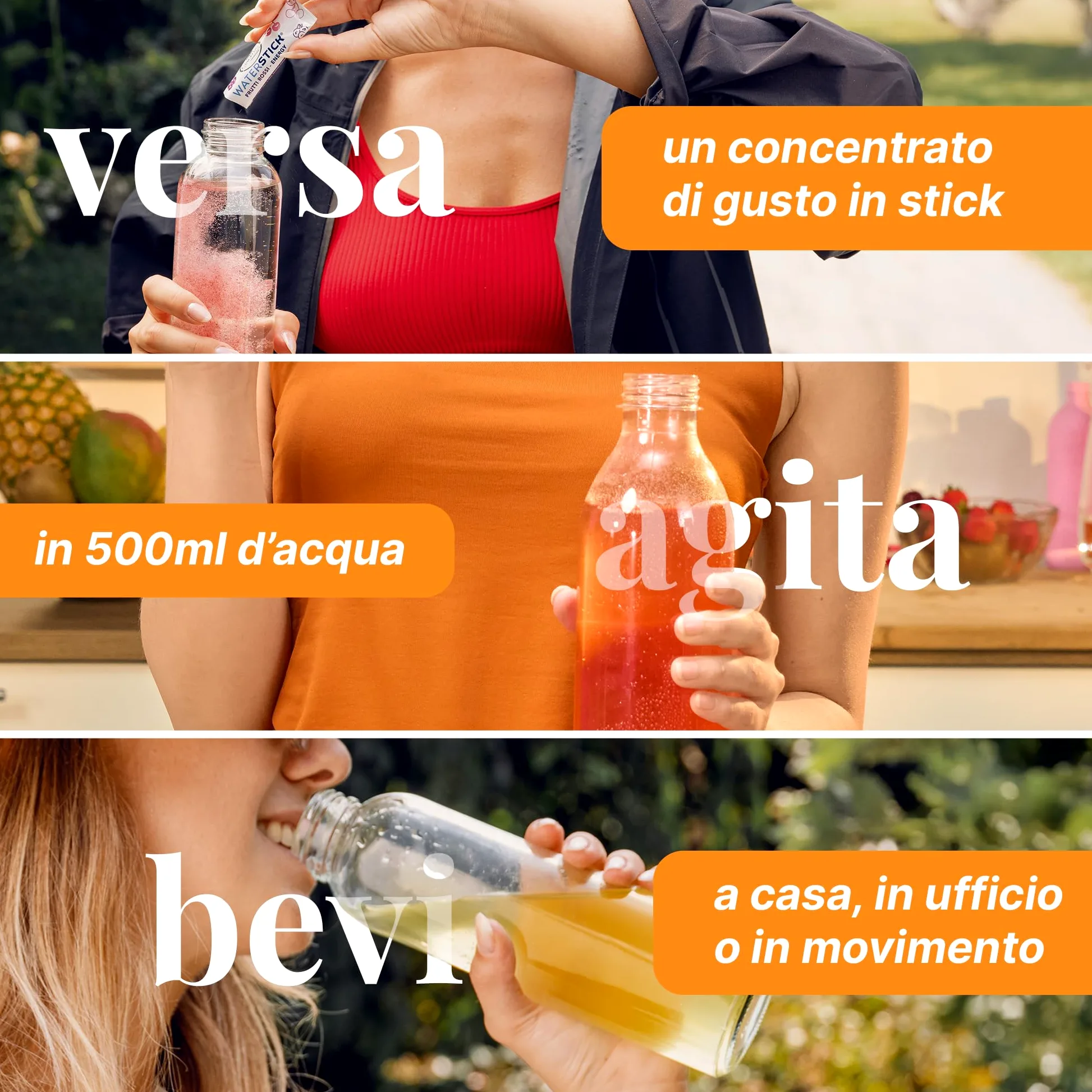 L'Angelica, Waterstick, Gusto Ananas e Mango, Drenante, Con Vitamine e Minerali, Contro Stanchezza e Affaticamento, Zero Zuccheri & Zero Calorie, Senza Conservanti, 6 Astucci da 12 Stick