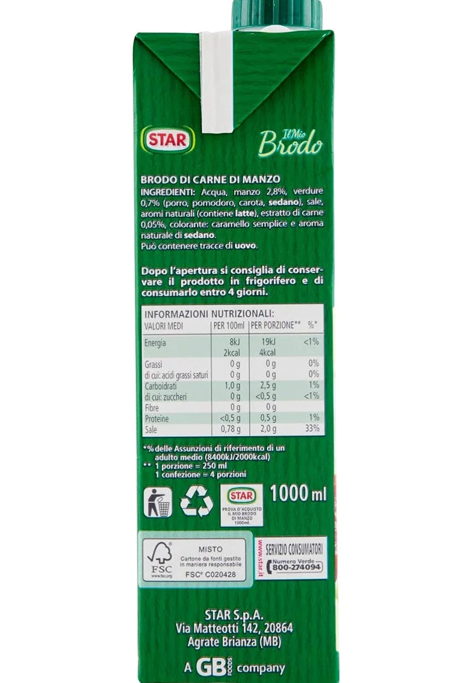 Star Il Mio Brodo Di Manzo, 1000 Millilitro