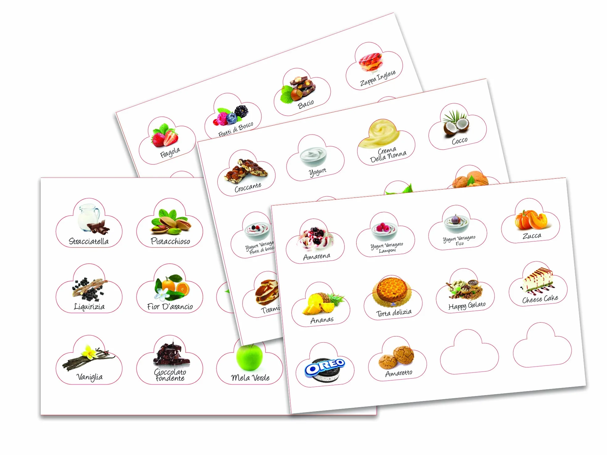 KIT 46 SEGNA GUSTI GELATO ADESIVI