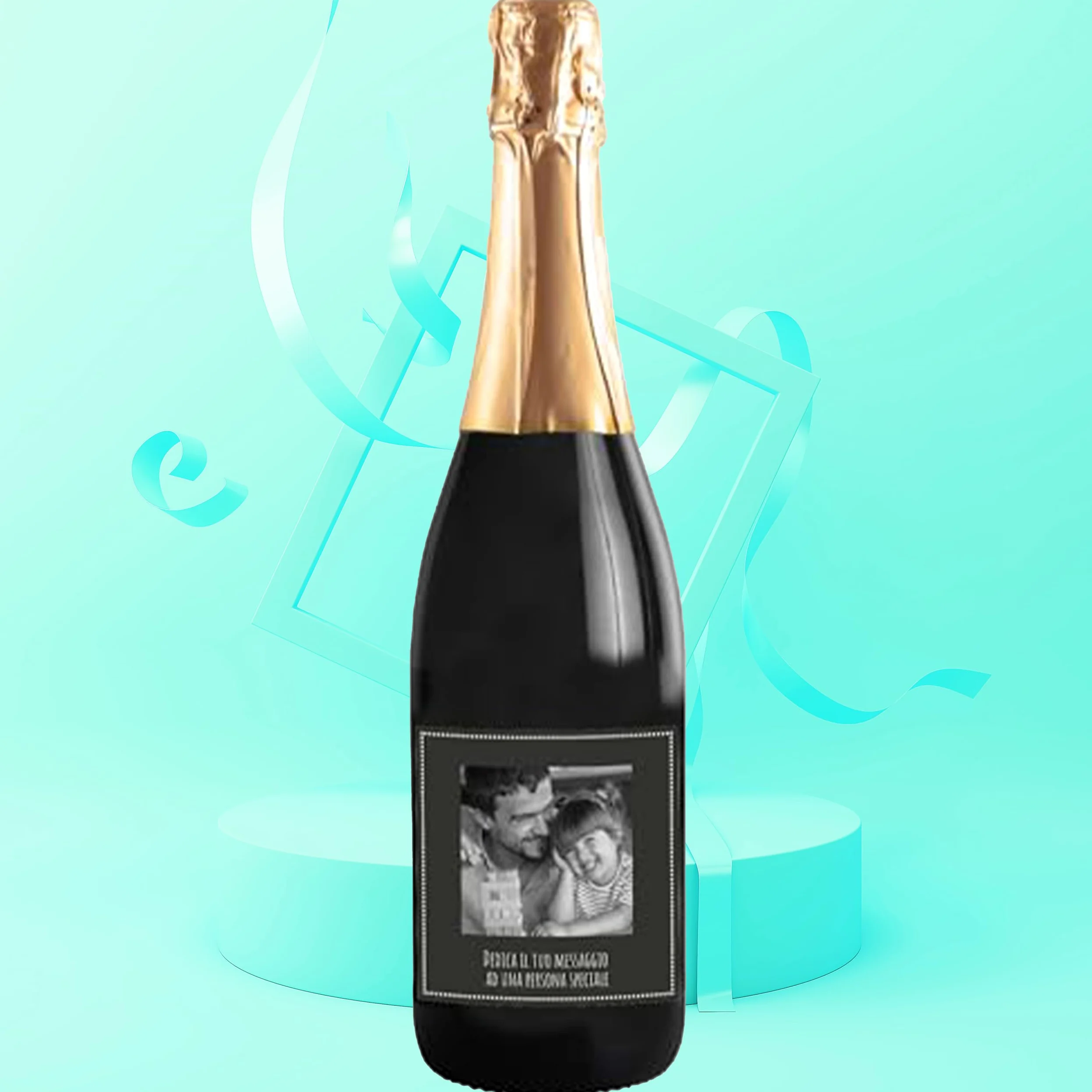 Bottiglia di Prosecco DOC personalizzato per lui - Idea regalo esclusiva e originale per uomo, festa del Papà, festa del Nonno, nuova nascita, compleanno e Natale. (0,75L, Foto e Testo)