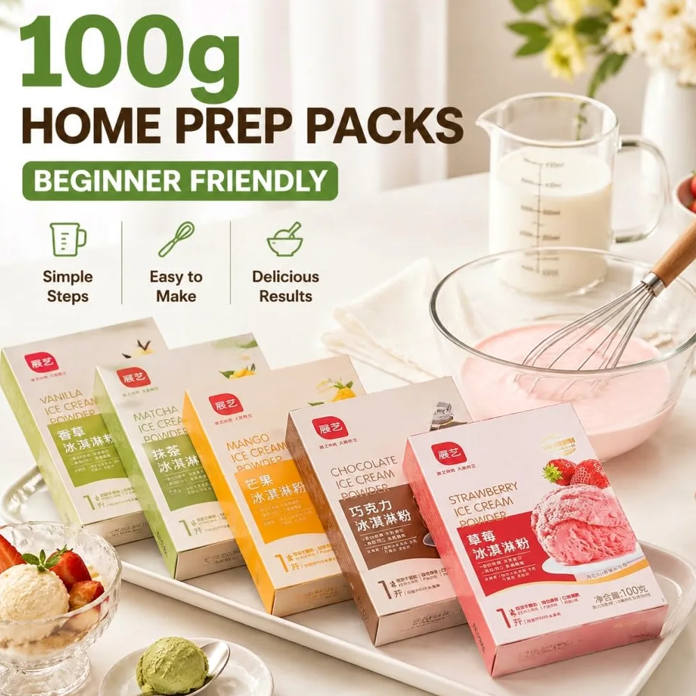 6 Gusti Di Gelato In Polvere Confezione Da 100 G Fai Te Fatto In Casa Facile Preparare Senza Bisogno Macchine Fragola Matcha Cioccolato