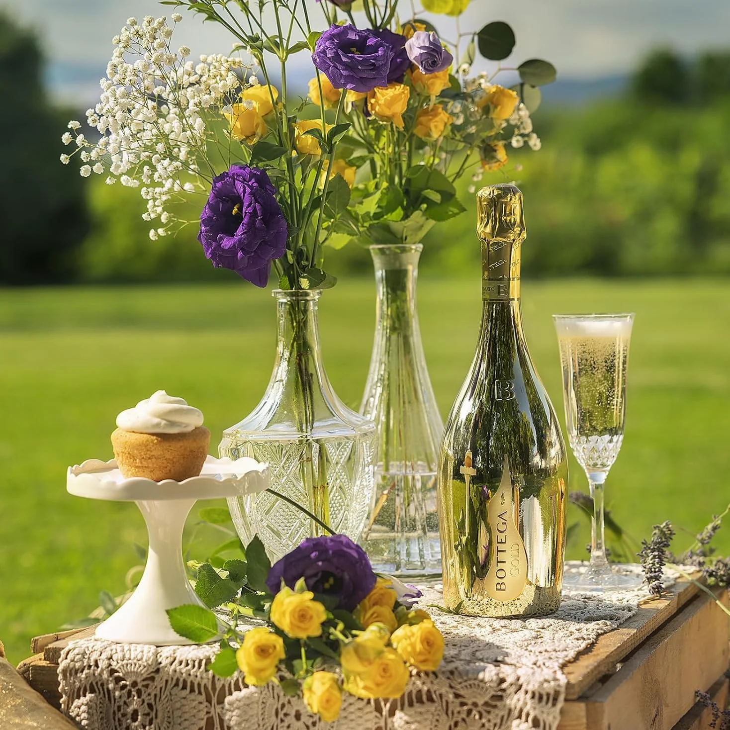 Bottega Confezione Glamour Gold - 1 Gold Prosecco DOC 750ml & 2 Calici Riviera