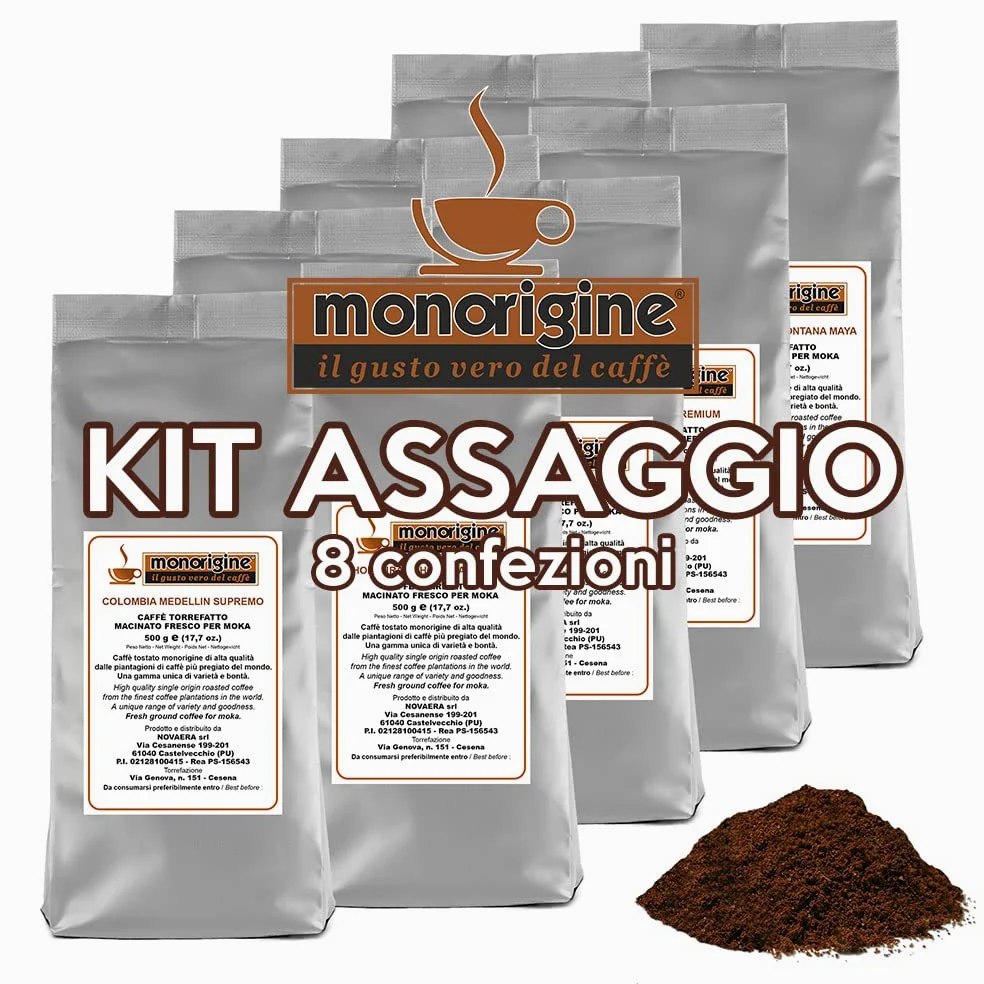 Kit assaggio caffè monorigine arabica 8 x 500 gr Caffè macinato per moka