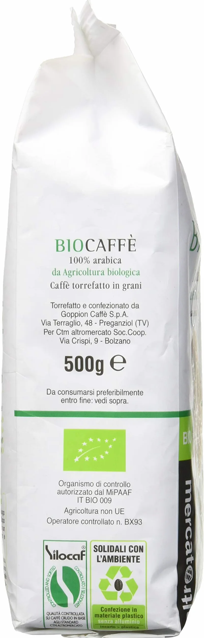 ALTROMERCATO - Caffè 100% arabica Biocaffè - in grani - bio - 500g