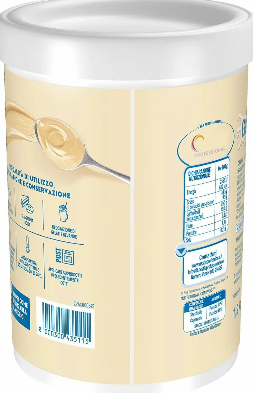 Galak Professional Crema Spalmabile con Cioccolato Bianco 1,2 kg – Crema Dolce per Farcitura, Decorazione, Gelateria, Pasticceria e Bar – Formato Professionale