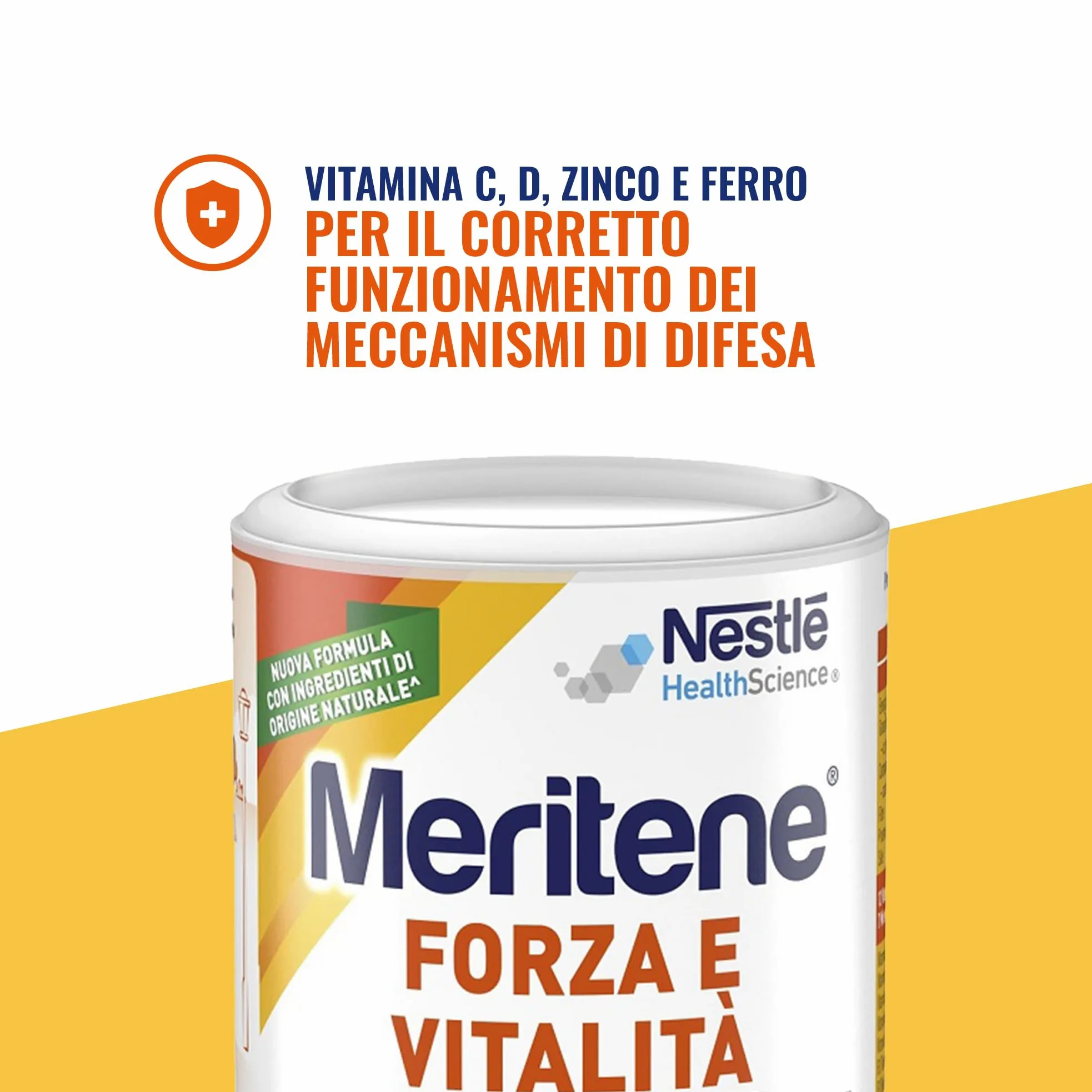 Meritene Forza & Vitalità gusto Caffè, Vaniglia & Cioccolato,bevanda alimentare in polvere Arricchito di Vitamine,Minerali e Proteine | Rafforza il tuo Sistema Immunitario e la Salute delle Ossa