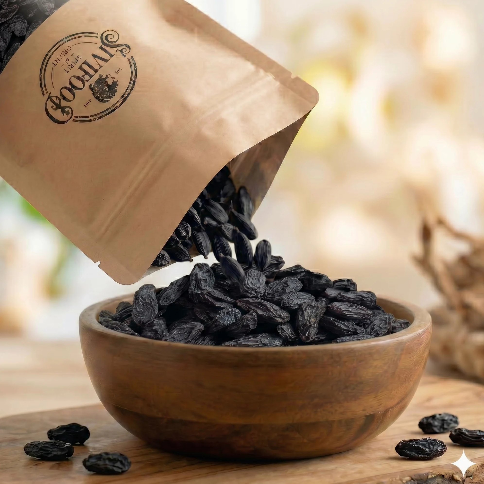 SIVIFOOD uvetta nera Jumbo senza zuccheri aggiunti 1kg – Naturale, dolce e succosa non solforate – Qualità premium – Ideale per snack, dolci, muesli o cucina – 100% frutta essiccata uva passa nera