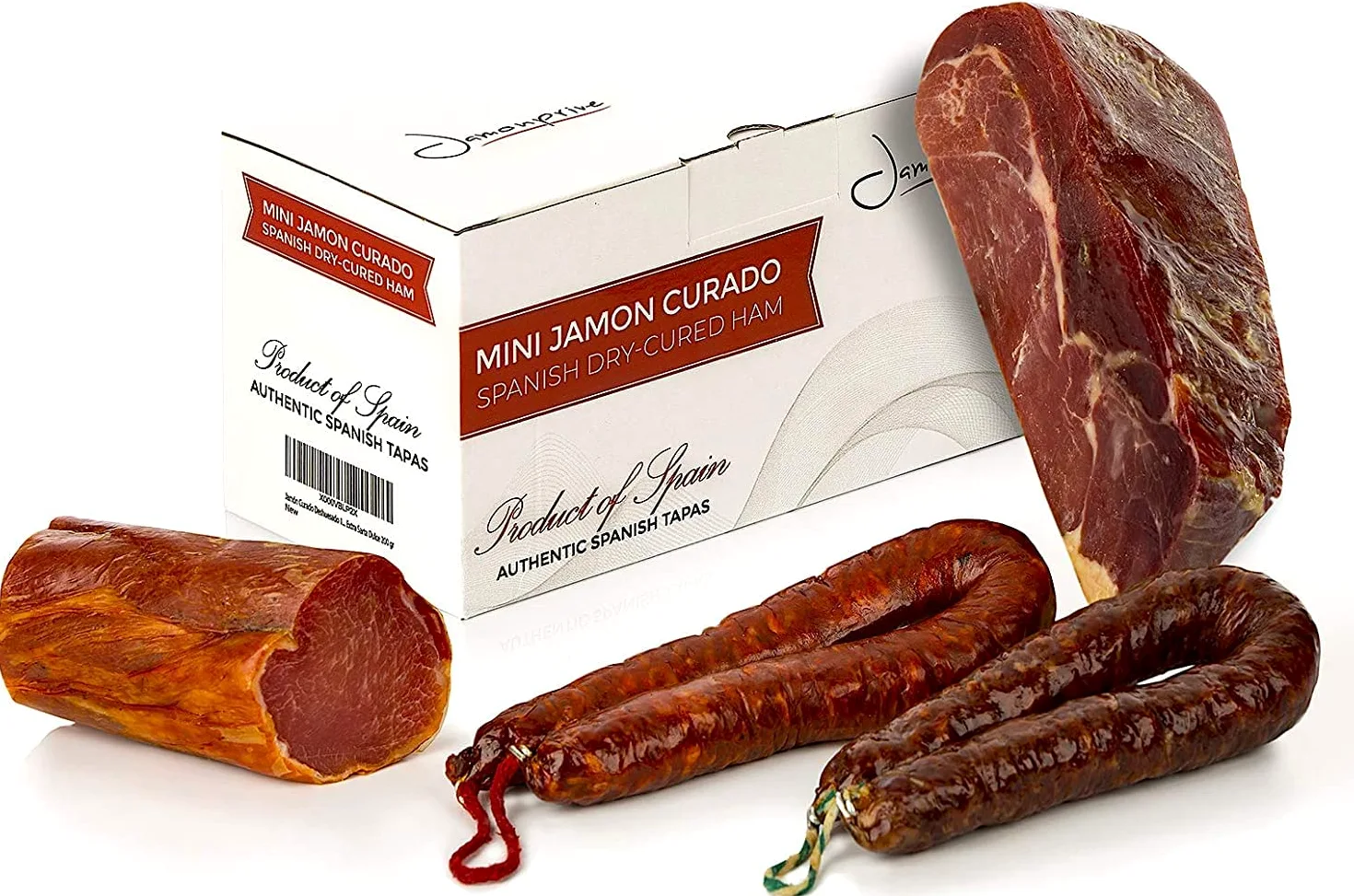 Prosciutto Serrano Spagnolo Stagionato e Disossato Gran Riserva 1 Kg + Lomo (Lonza) Duroc Natural 250 gr + Chorizo Salsiccia 200 gr + Salsiccia Salchichon 200 gr - Jamonprive Premium