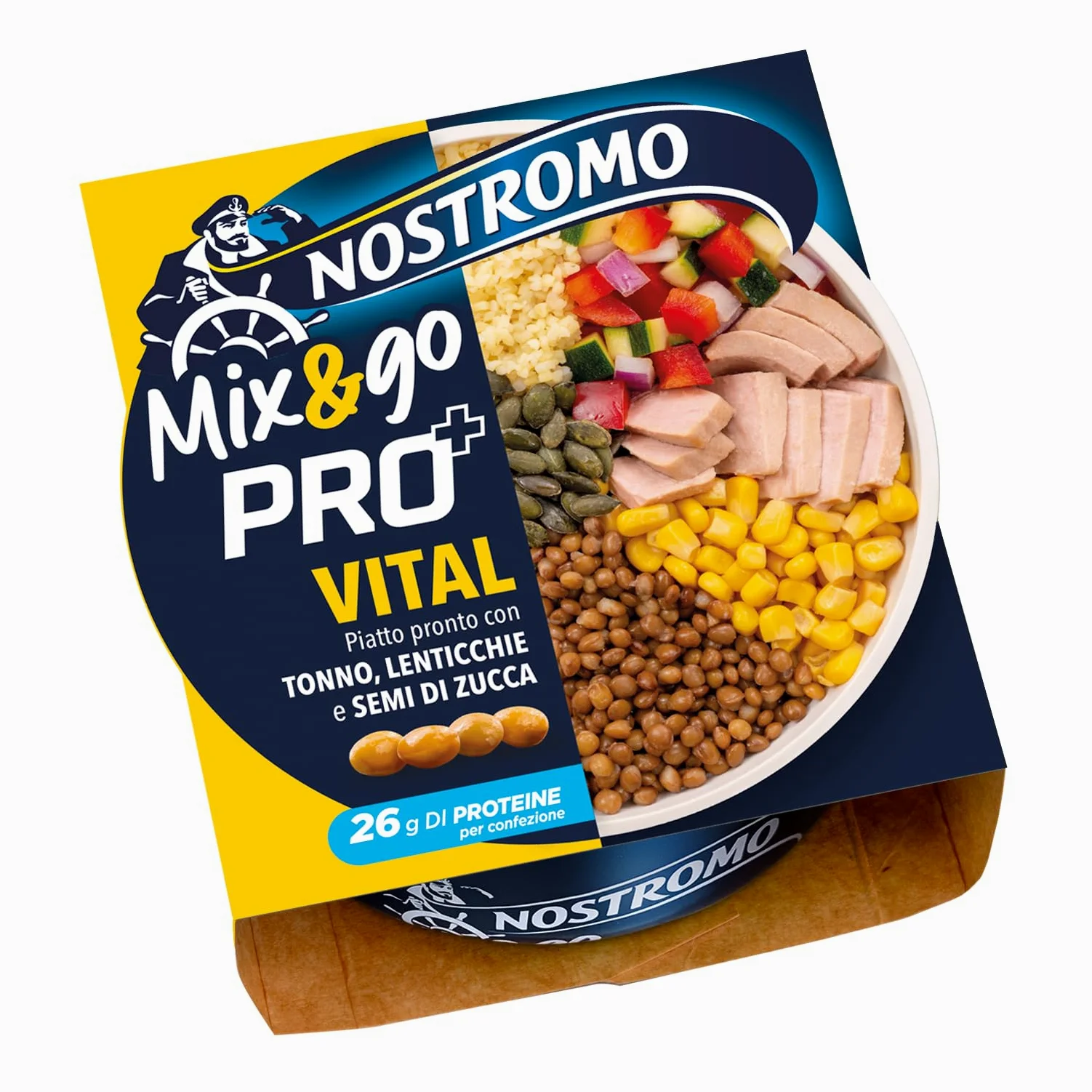 Nostromo - Mix&Go VITAL PRO+ Tonno con Lenticchie, Bulgur, Verdure e Semi di Zucca – Piatto Pronto Equilibrato, Ricco di Fibre e Proteine – 12 Confezioni da 190g