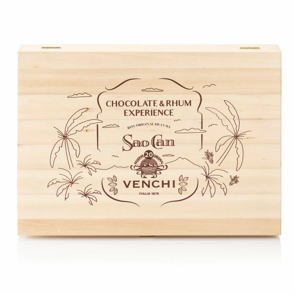 Venchi, Chocolate & Rhum Experience, 332 gr, Cioccolato e Rhum Sao Can Riserva Originale Invecchiata 20 Anni, Senza Glutine, Senza Conservanti e Coloranti, Idea Regalo