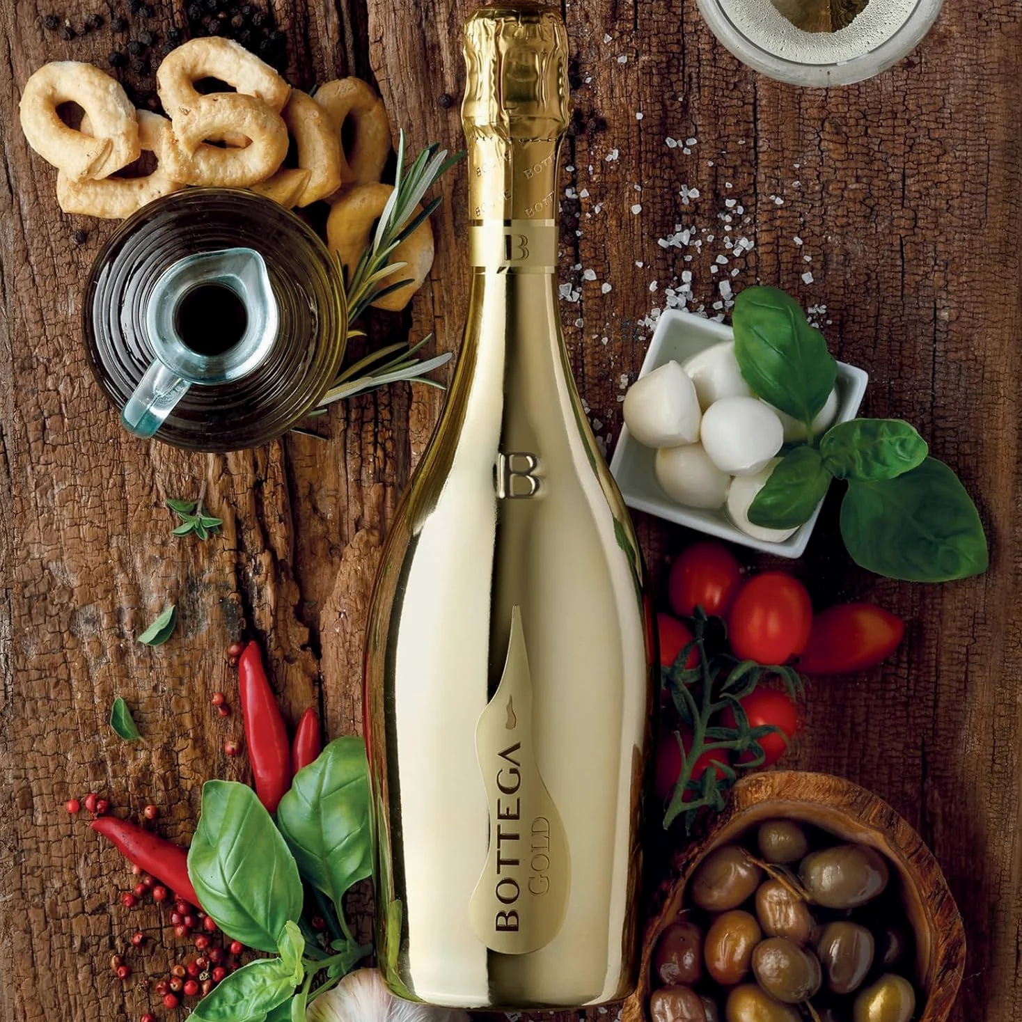 Bottega Confezione Glamour Gold - 1 Gold Prosecco DOC 750ml & 2 Calici Riviera