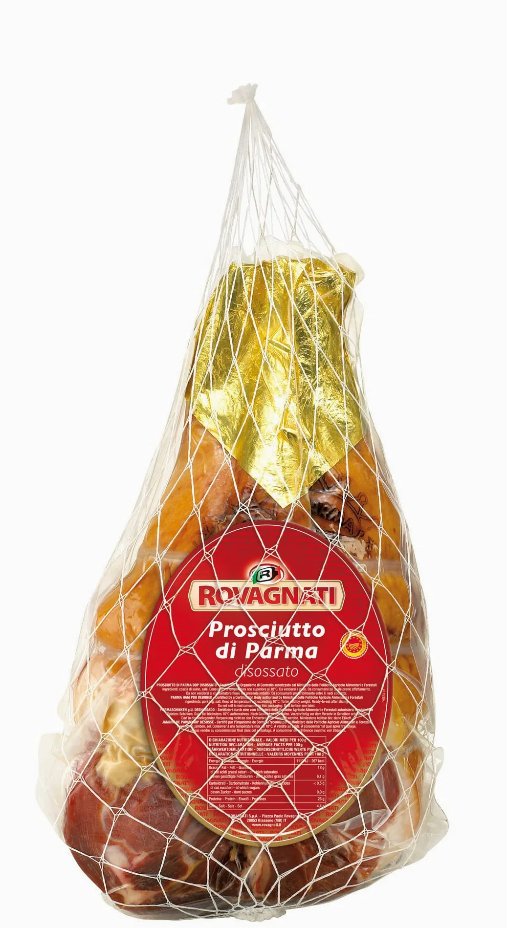 Rovagnati | Prosciutto Crudo Intero | 7,5kg circa | Prosciutto di Parma 18 Mesi | Disossato Sottovuoto | Senza Glutine | Senza Derivati del Latte
