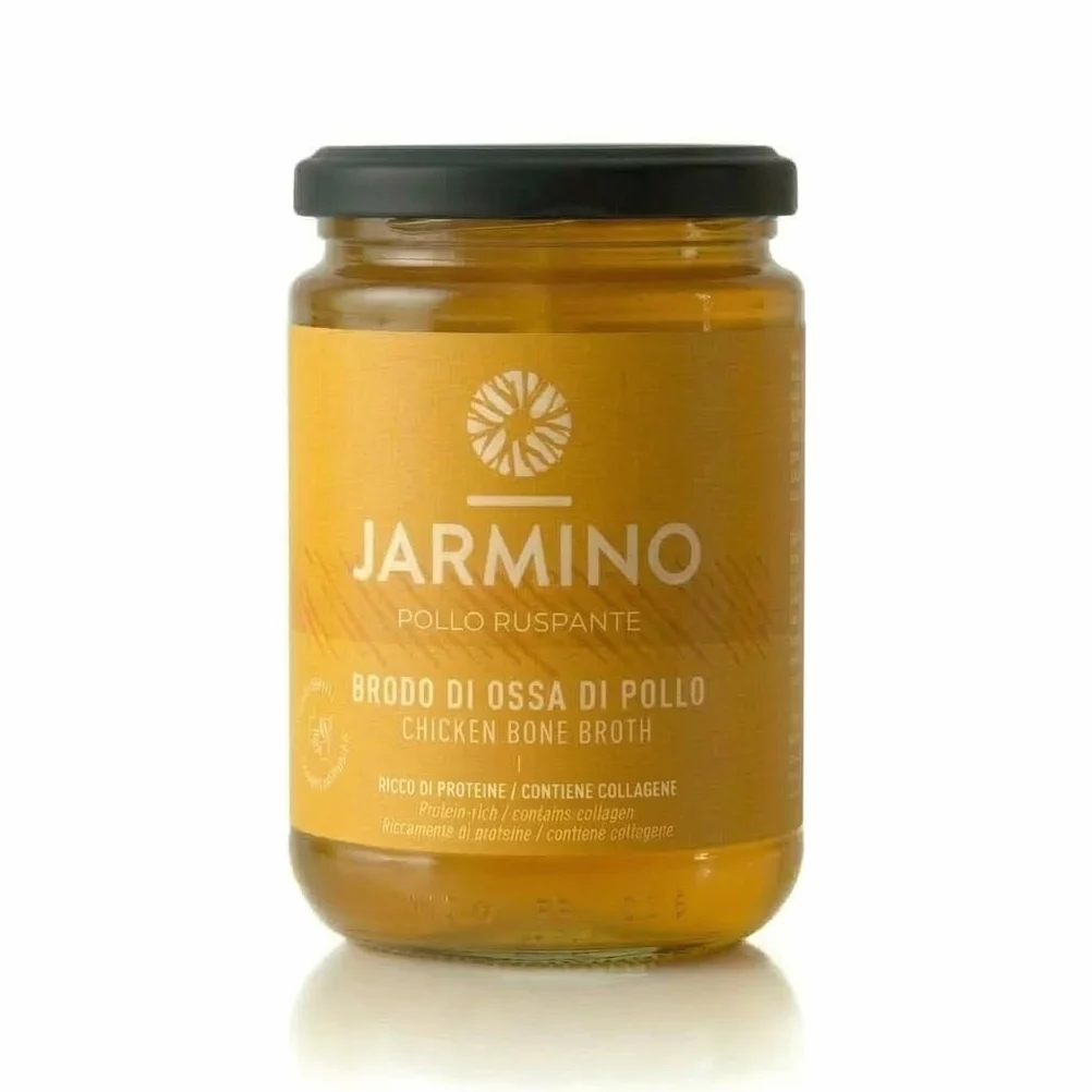 JARMINO brodo biologico di ossa di pollo (6 x 350 ml) | acido ialuronico, collagene e proteina naturale | bone broth | bevanda salutare o come base per zuppe e salse