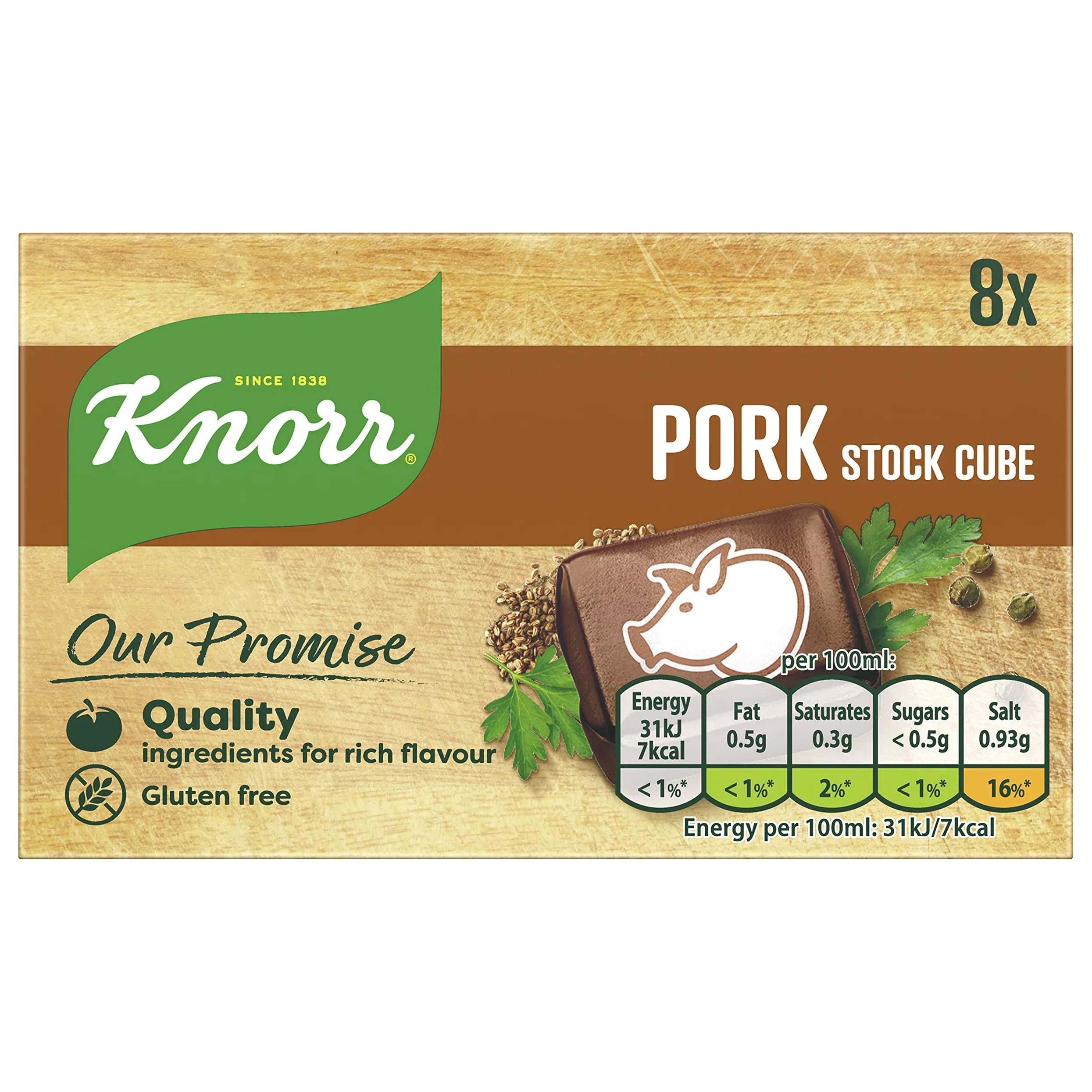 Knorr Cubi di brodo di maiale senza glutine per aggiungere un ricco sapore di maiale ai tuoi piatti 8x 10 g