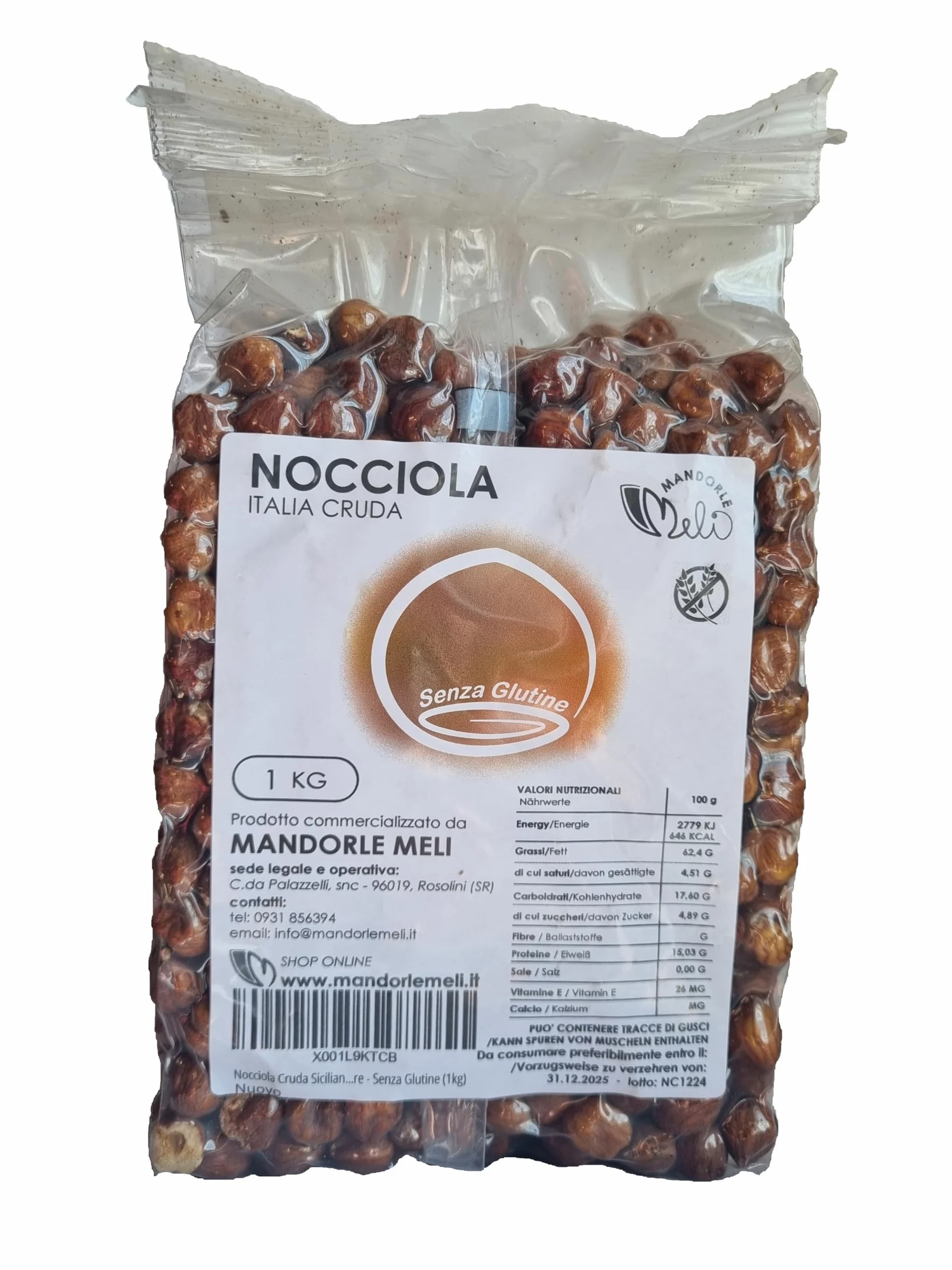 Nocciola Cruda - Frutta Secca Fonte di Vitamine e Fibre - Senza Glutine (1kg)