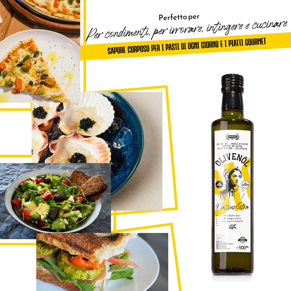Apsogo Olio Extra Vergine di Oliva Biologico – EVOO Greco ad Alto Contenuto di Polifenoli da Creta (500ml) – Spremuto a Freddo, Raccolta Precoce, Qualità Premium