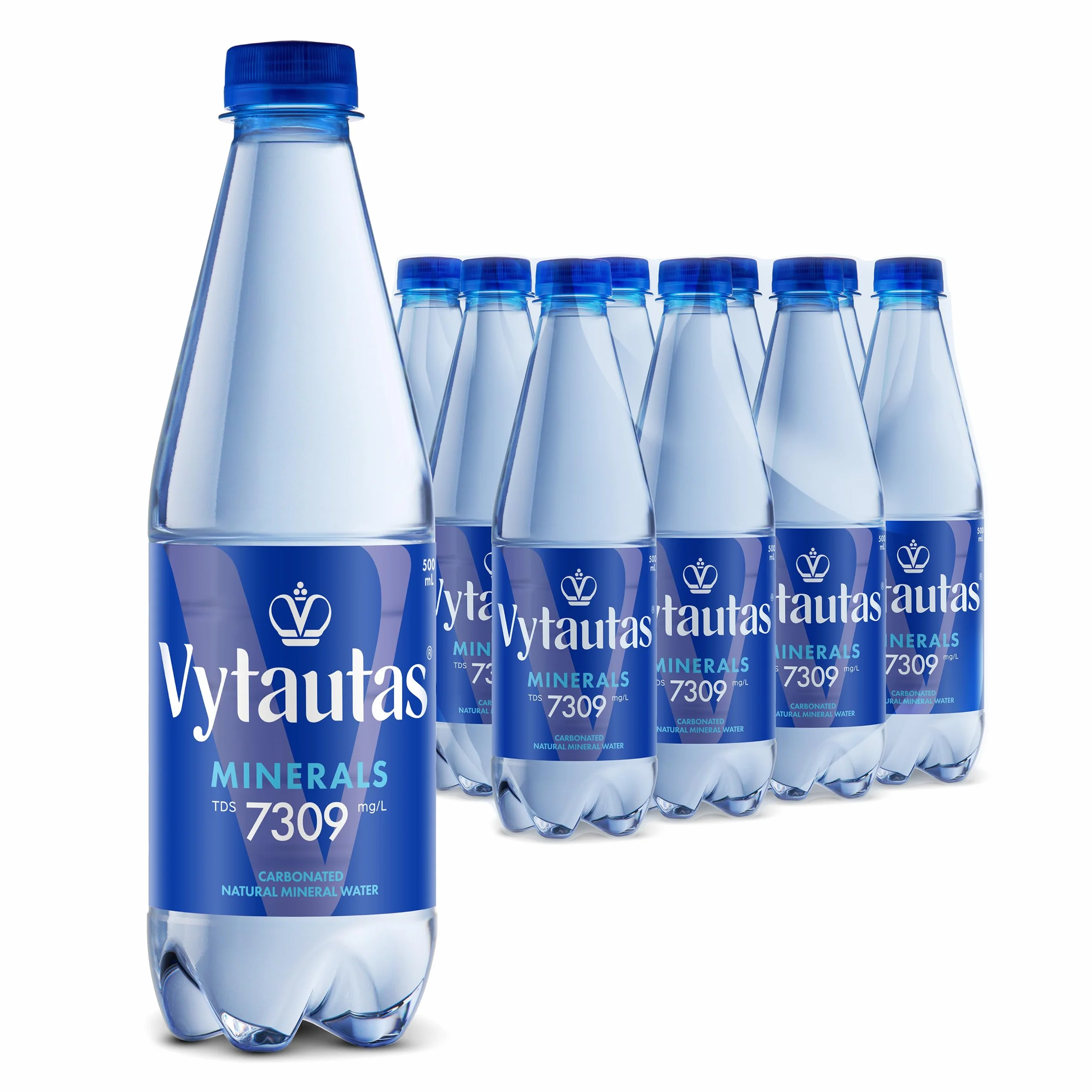 Vytautas Acqua Minerale Naturale Frizzante Confezione da 12 da 500 ml per un'idratazione Massima Ricca di Minerali Essenziali come Calcio, Magnesio, un'acqua Funzionale con Elevata Mineralizzazione