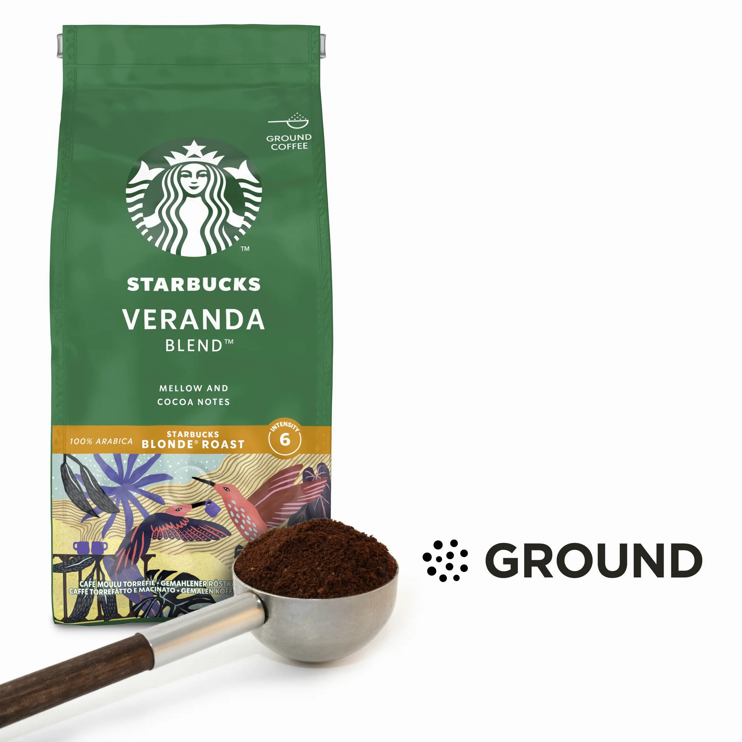 STARBUCKS Veranda Blend Caffè Macinato Tostatura Leggera, 6 Sacchetti da 200g (1,2kg)