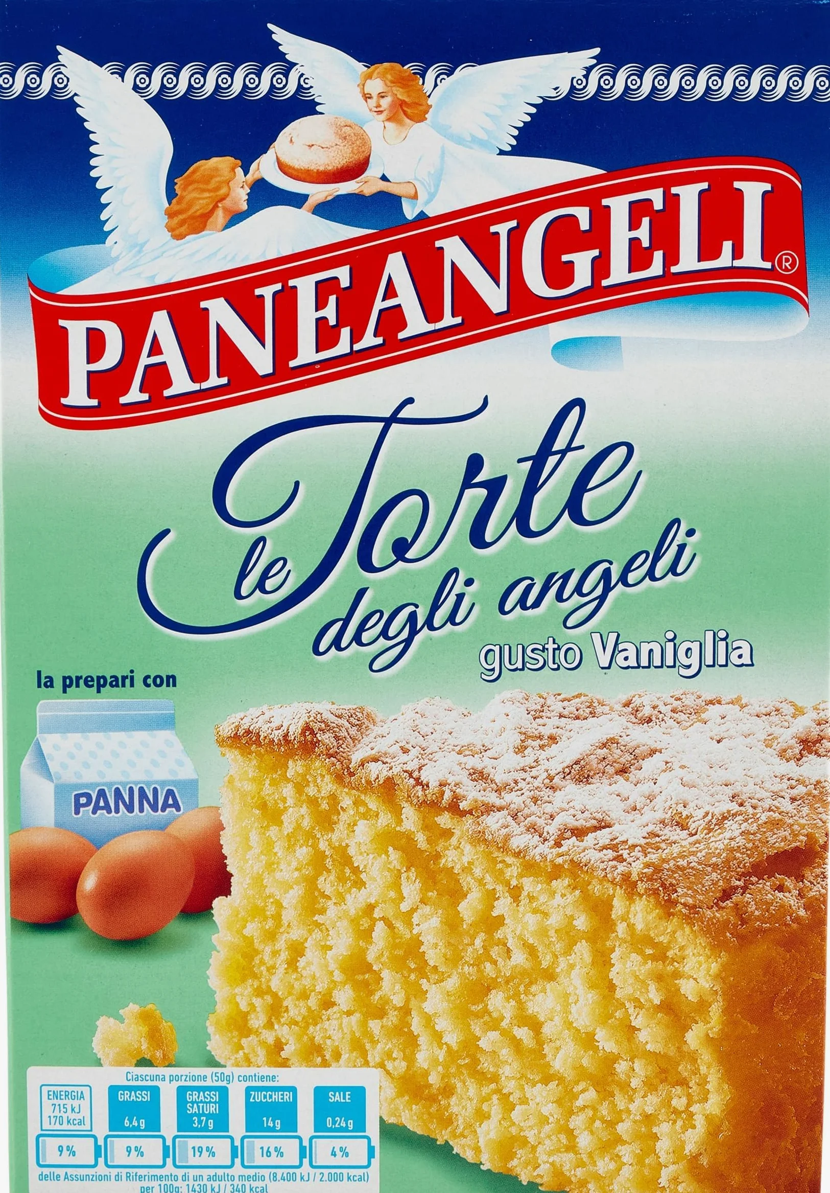 Paneangeli Torta degli Angeli alla Vaniglia, Preparato in Polvere, 410g, Confezione da 8 Pezzi