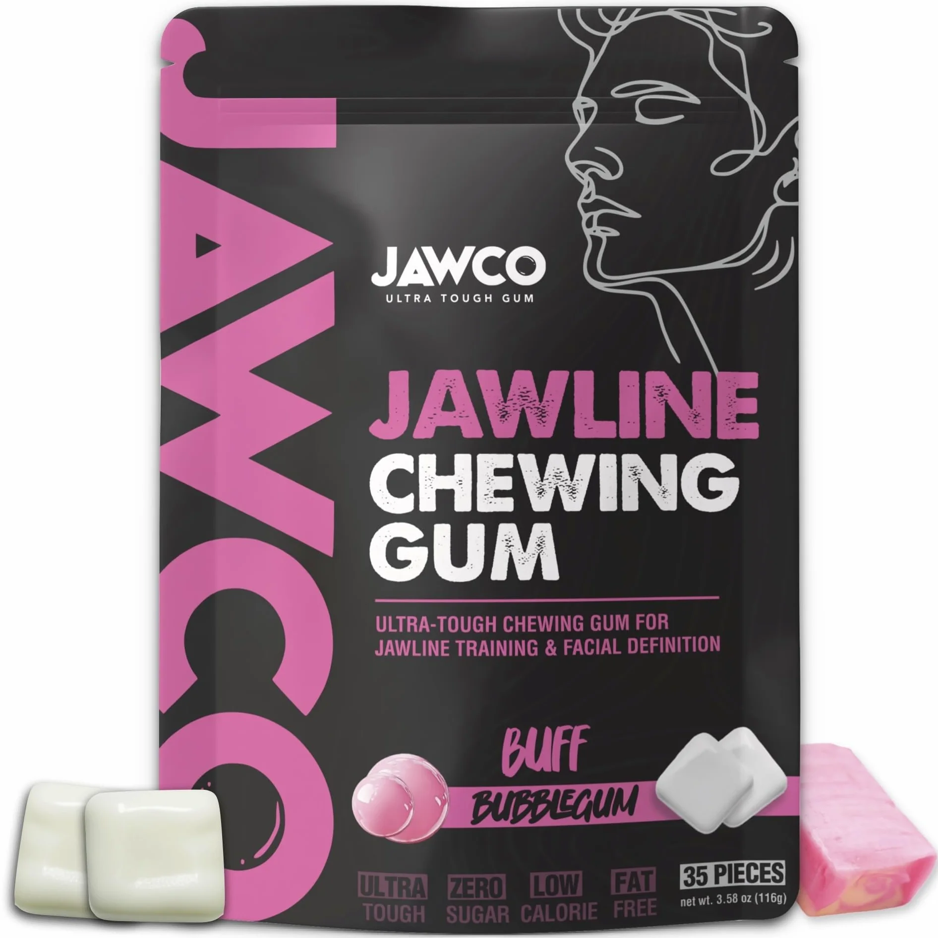 Gomma da masticare JAWCO Ultra-resistente per il contorno della mascella | Ottieni un contorno della mascella più forte e squadrato | Gomma dura per l'allenamento della mascella | Cesella, scolpisci