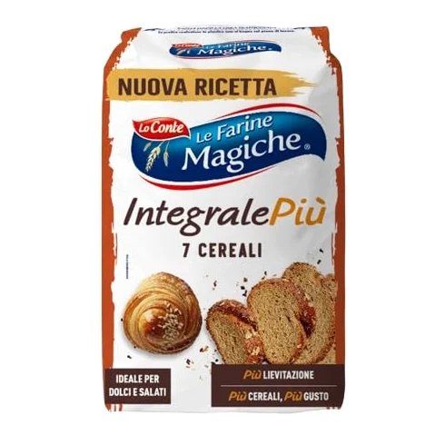 Le Farine Magiche Farina Integrale ai 7 Cereali - Miscela Selezionata per Pane, Pizza e Ricette Rustiche - Fonte Naturale di Fibre, 10 Confezioni da 900 g