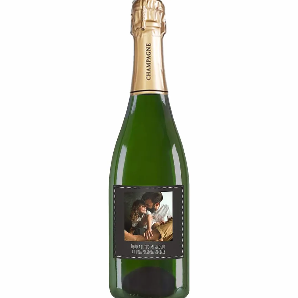 Bottiglia di Champagne personalizzato - Idea regalo esclusiva e originale per uomo, festa del Papà, nonno, nuova nascita, compleanno e Natale per Lui (0,75L, Foto e Testo)