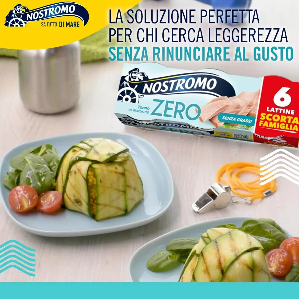 Nostromo Tonno al Naturale 65g – Confezione Scorta 60 Lattine (10 x 6) – Zero Grassi, Sgocciolato e Pronto da Gustare – Tonno in Scatola Formato Convenienza