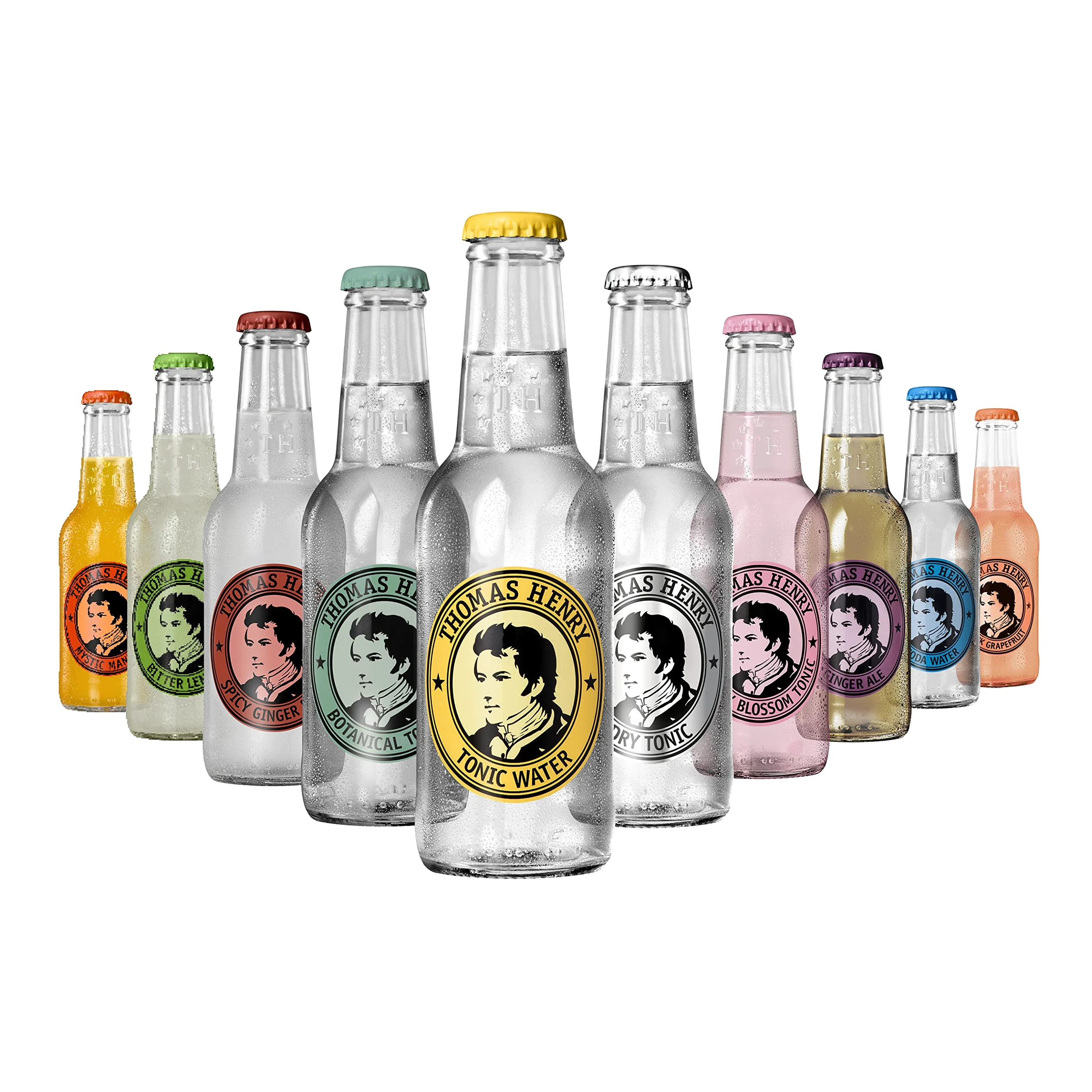 Thomas Henry Set di 10 varietà Tonic Water, Dry, Botanical, Cherry Blossom, Spicy Ginger, Ale, Lemon Amaro, Soda Water, Mystic Mango & Pink Pompelmo