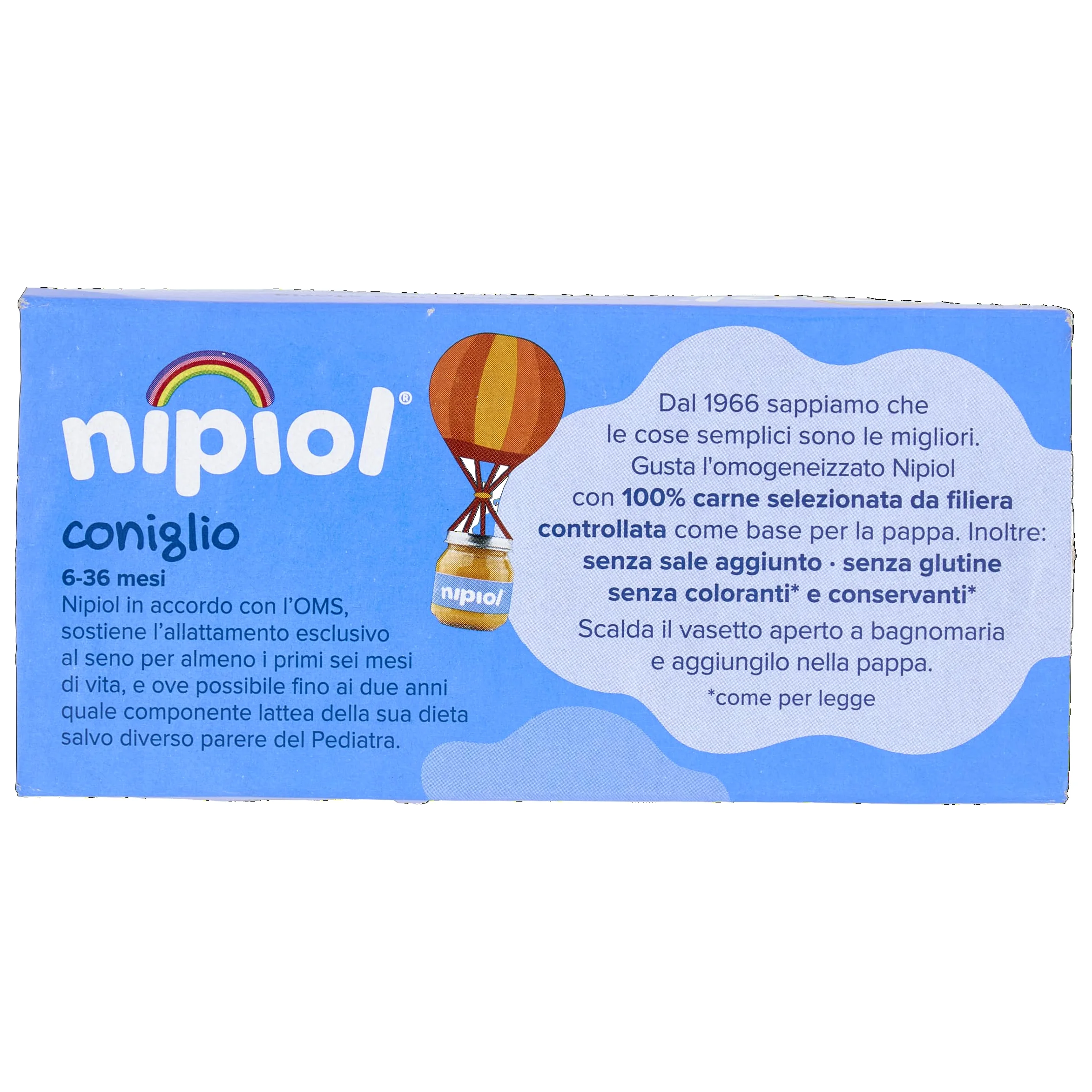 Nipiol Omogeneizzato Coniglio - 2x120 g, 12 Confezioni