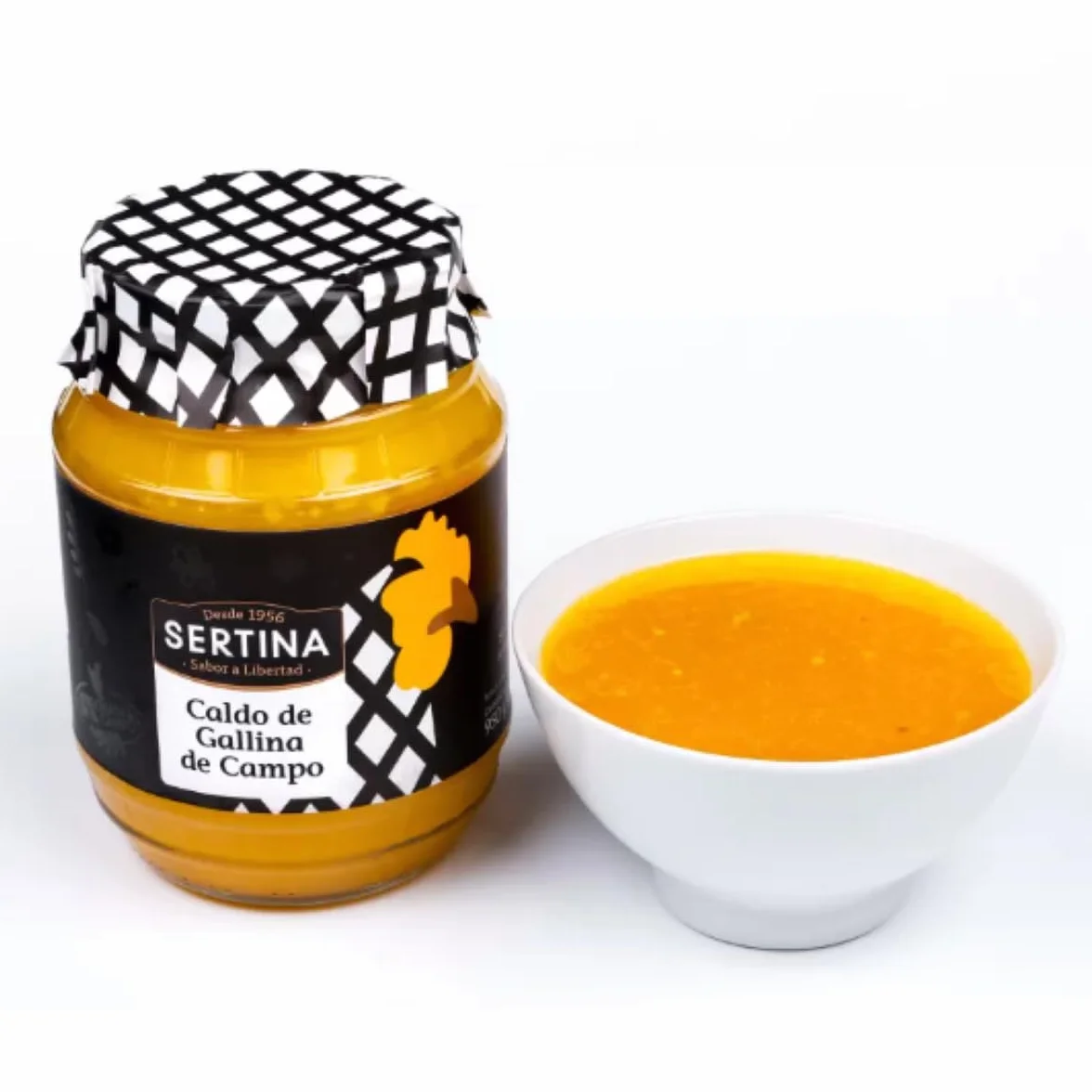 Sertina Brodo Di Pollo Ruspante Confezione Da 6 | 6 x 950 g| L'unico brodo sul mercato con 830 g di pollo per barattolo | Zuppa concentrata naturale, senza conservanti | cotto lentamente