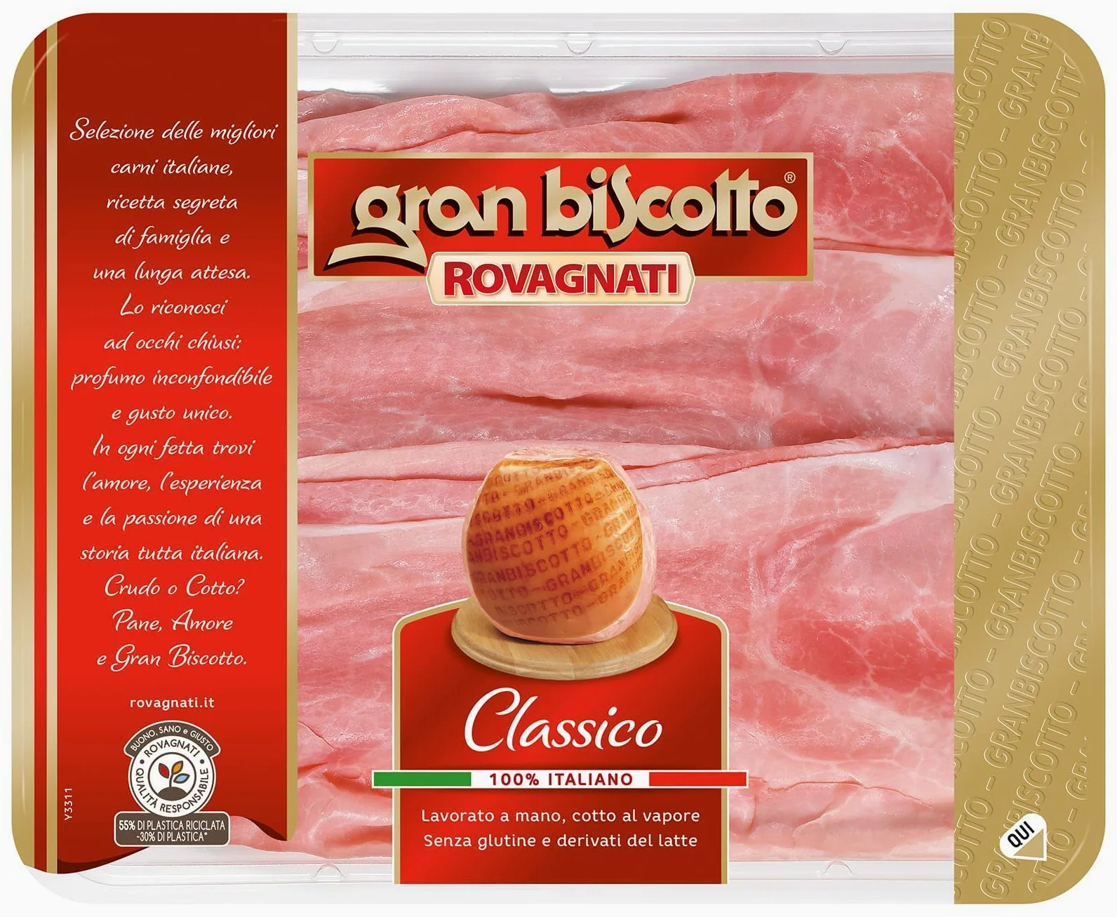 Rovagnati | Prosciutto Cotto Affettato | 6 x 100g | Gran Biscotto Classico | In Atmosfera Protettiva | Senza Glutine | Senza Derivati del Latte | Origine Carne 100% Italiana
