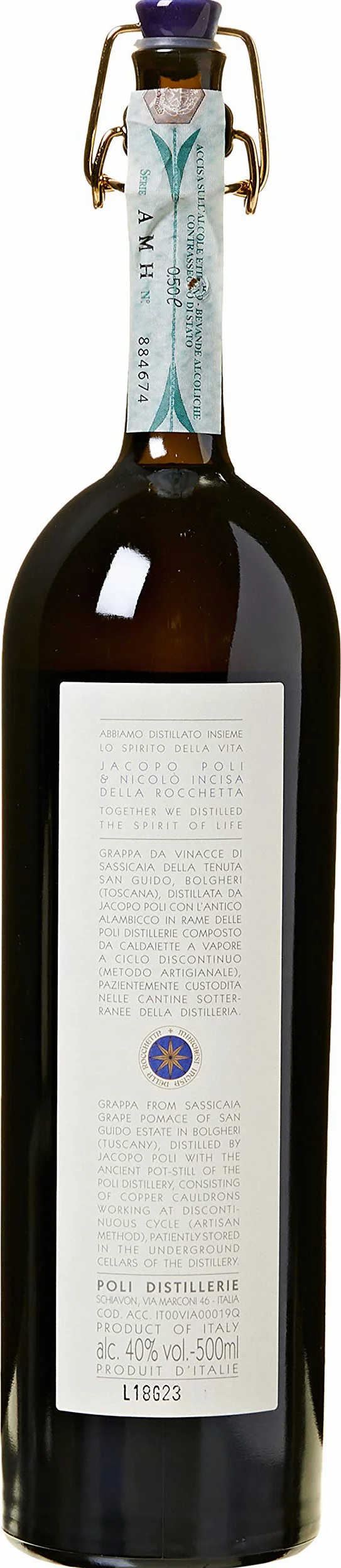 Jacopo Poli Grappa Sassicaia 500ml