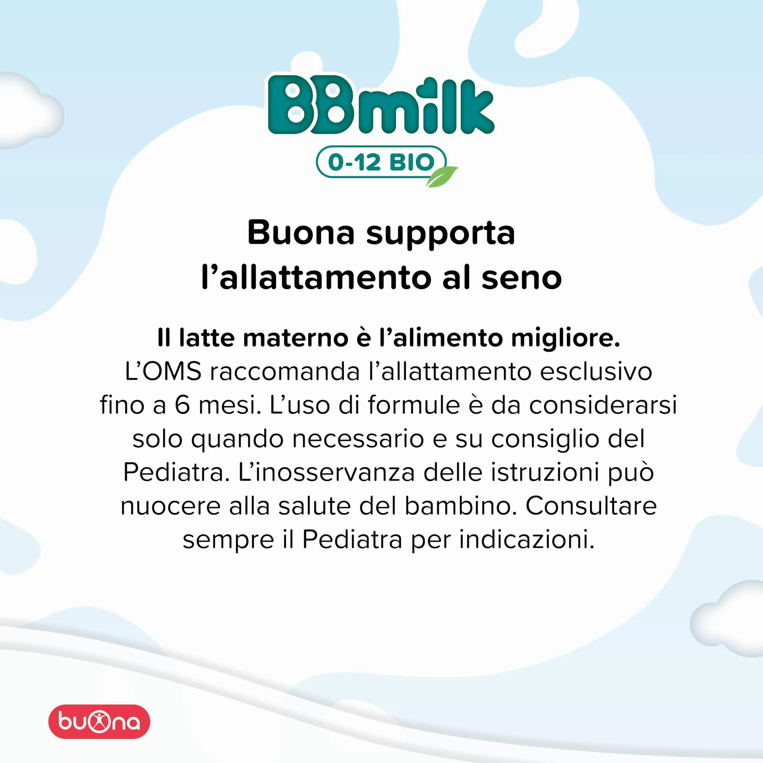 Buona BBmilk 0-12 Liquido, Latte Bio per Neonati 12x500ml, Indicato dalla Nascita fino ai 12 mesi, Qualora l’Allattamento non è Possibile o Sufficiente, Latte per Neonati Liquido Made in Italy