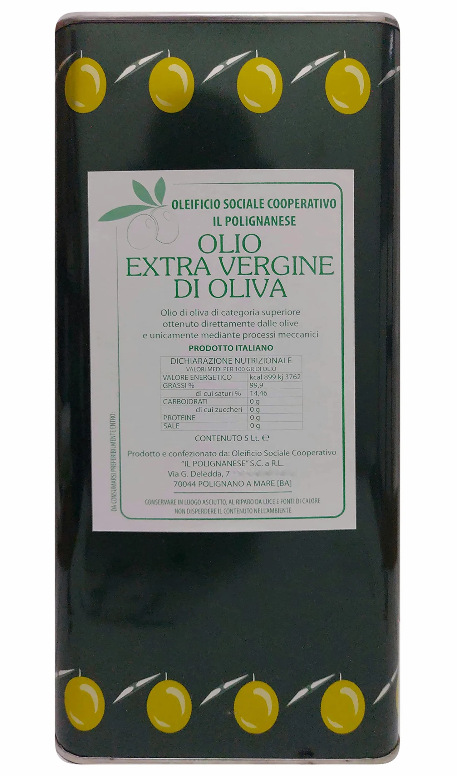 OLIO EXTRAVERGINE DI OLIVA 100% ITALIANO (5 LITRI)