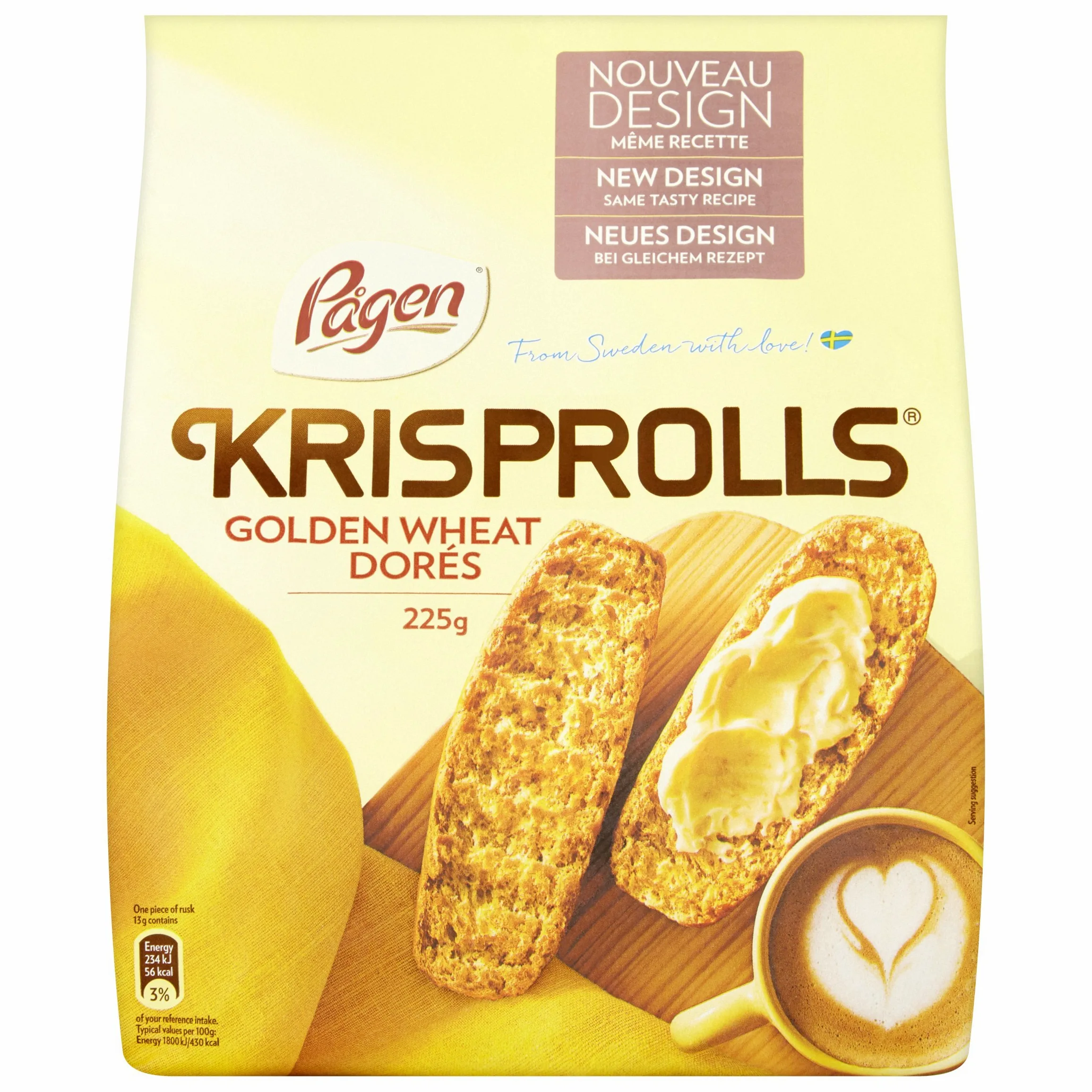 Pagen Krisprolls Dores di grano dorato, (5x225g)
