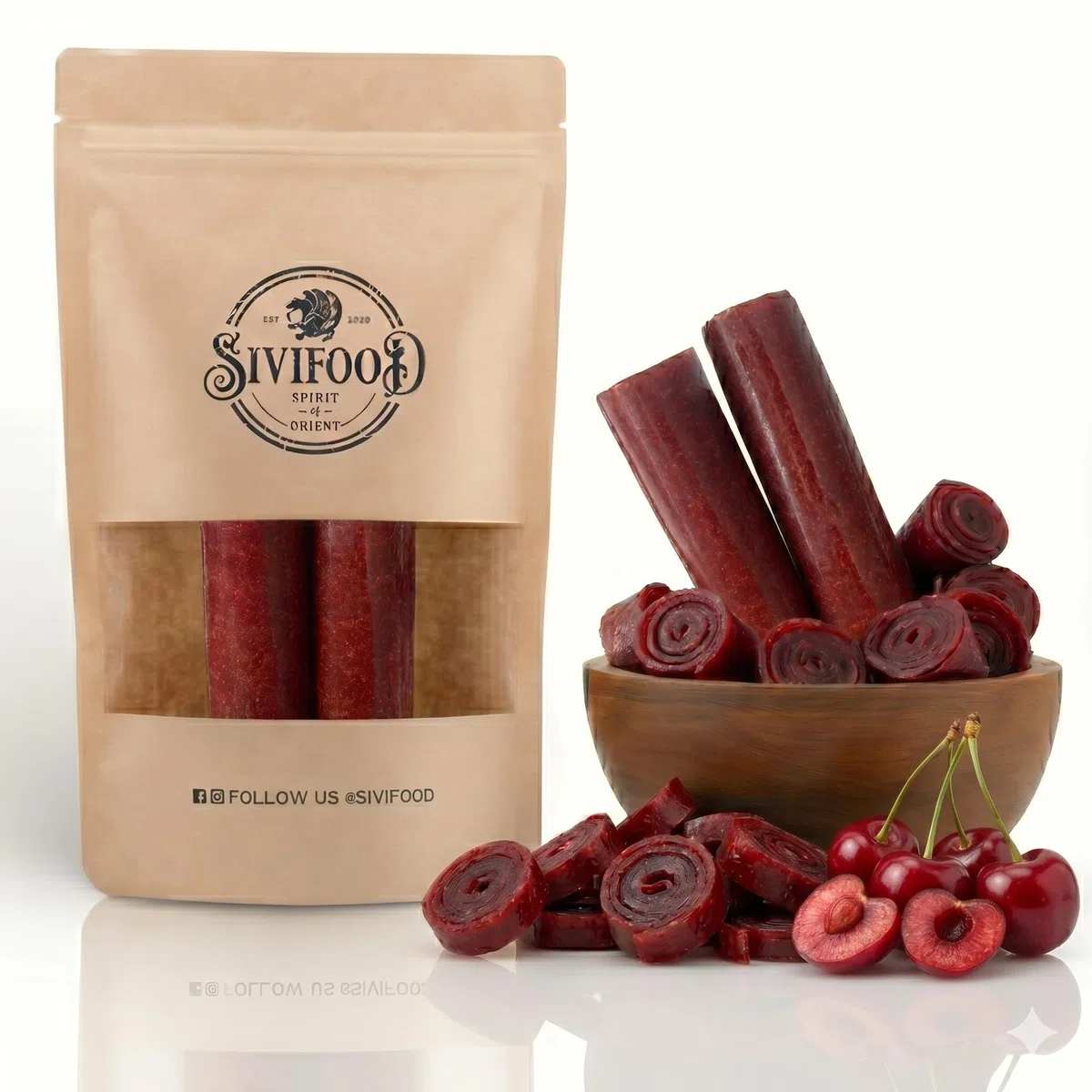 SIVIFOOD pelle di frutta lavashak al gusto di amarena 200g - sottilissimi rotoli di frutta pasta di frutta secca pressata rotoli di frullato barrette di frutta snack alla frutta snack lavashake anir