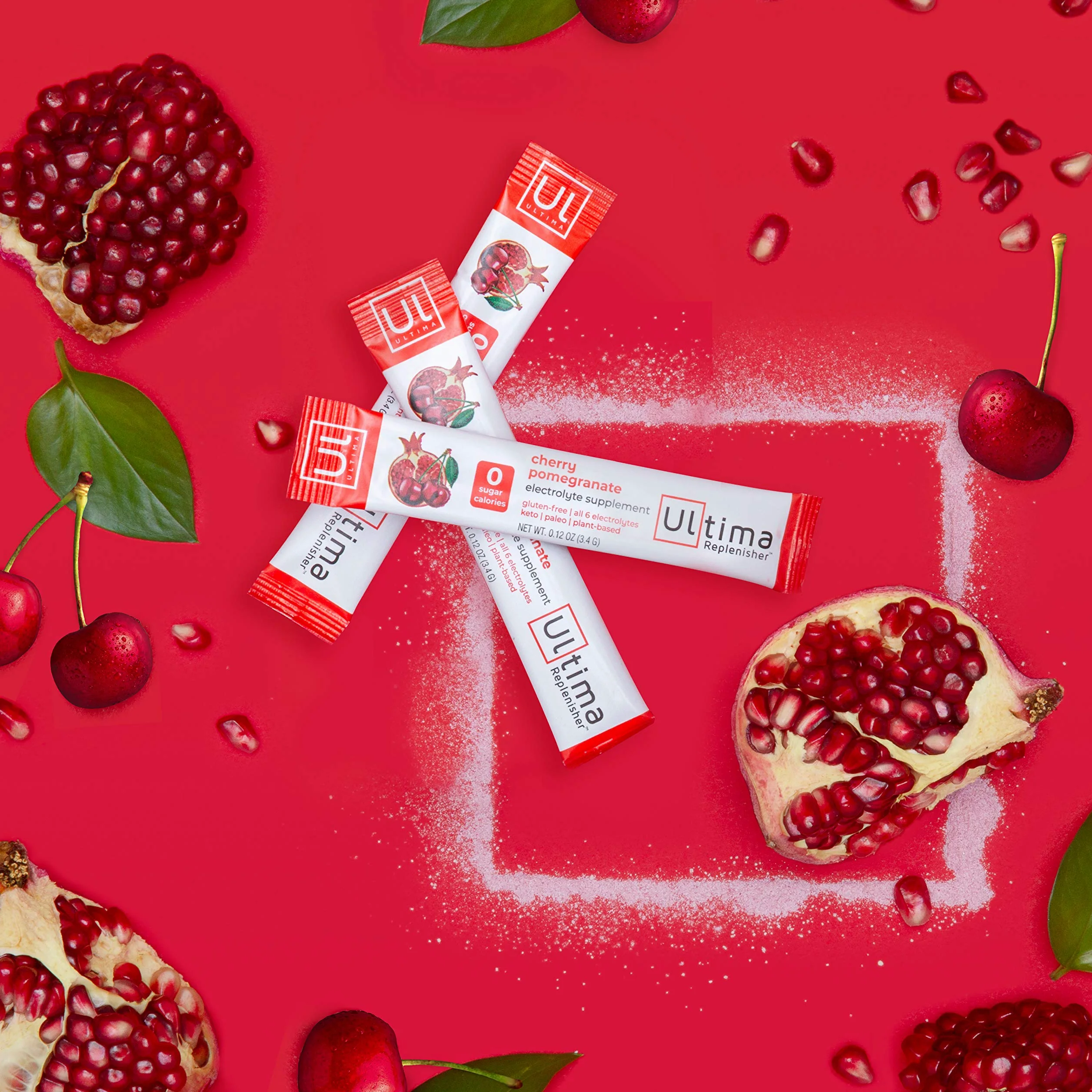 Ultima Replenisher Polvere Elettroliti, integratore per idratazione quotidiana senza zucchero con supporto energetico naturale, adatto a dieta vegana e chetogenica – Cherry Pomegranate – 20 confezioni
