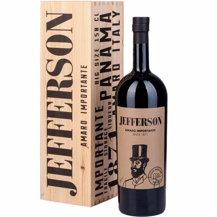 JEFFERSON Amaro Importante CASSA LEGNO 150 cl Big Size | Magnum - Confezione regalo Cofanetto in legno 1500ml / 1,5 L