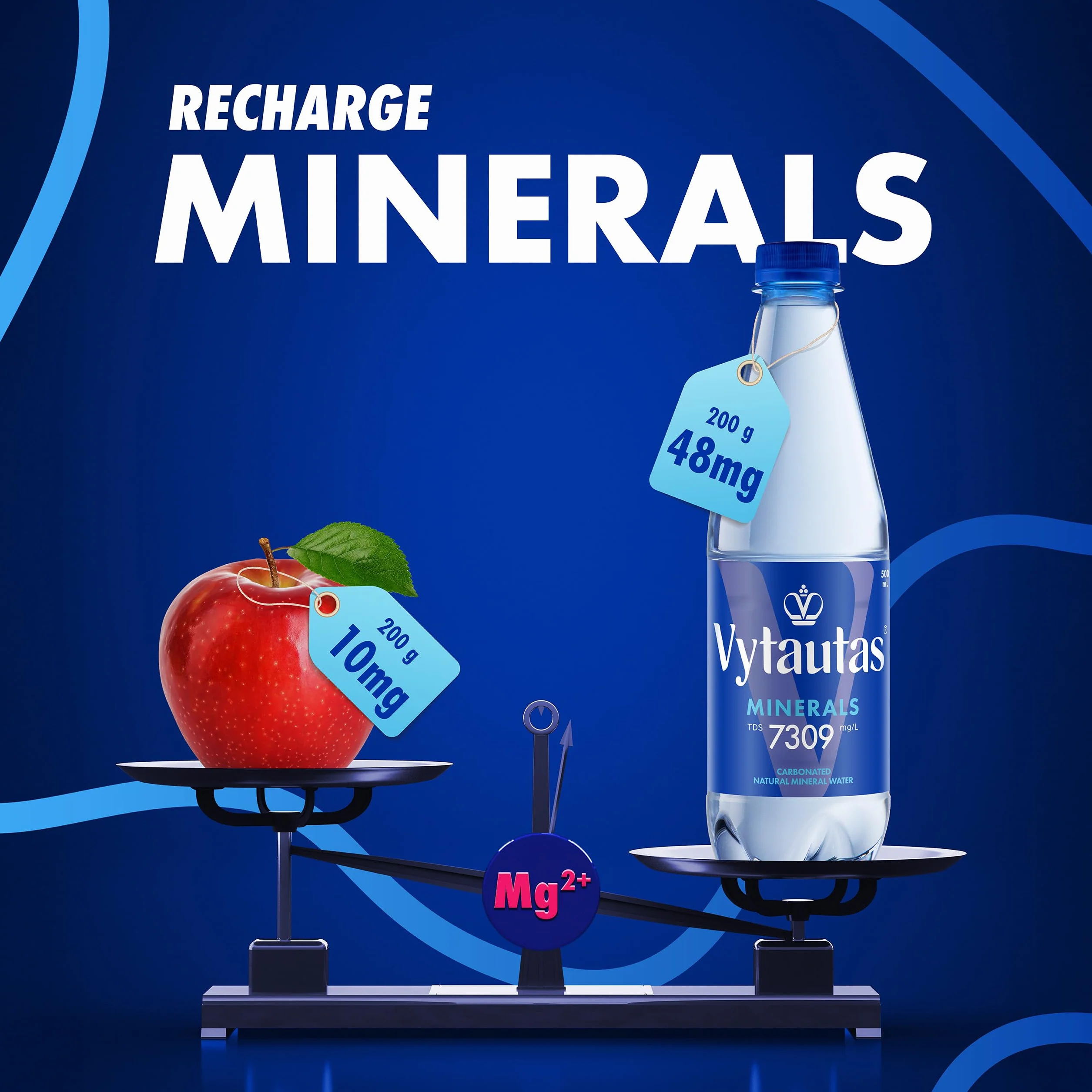 Vytautas Acqua Minerale Naturale Frizzante Confezione da 12 da 500 ml per un'idratazione Massima Ricca di Minerali Essenziali come Calcio, Magnesio, un'acqua Funzionale con Elevata Mineralizzazione