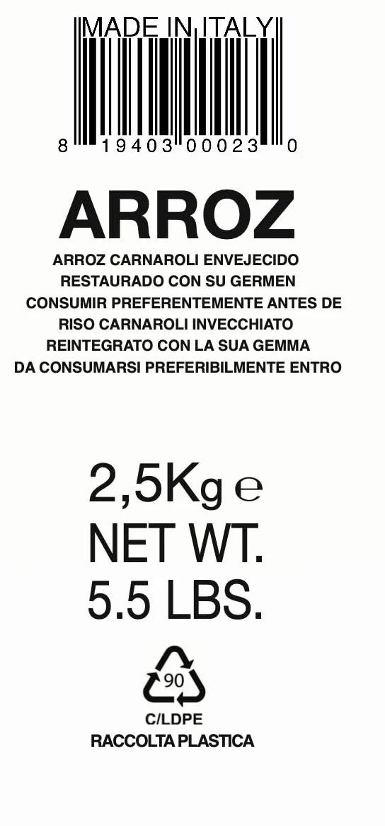 Riso Acquerello invecchiato 1 anno, pacco da 4,5 Kg