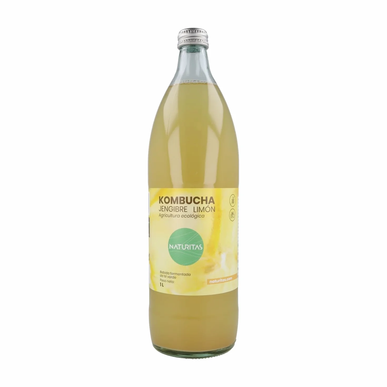 Kombucha Zenzero e Limone Bio 1L Naturitas Essentials | Bevanda sana | Aiuta la digestione | Frizzante | Probiotico