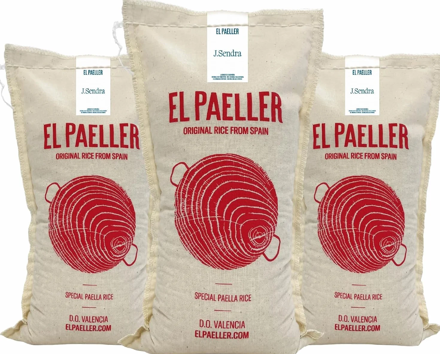 El PAELLER - Riso J. Sendra D.O. Valencia | Massimo assorbimento del sapore per paella e riso cremoso | Confezione da 3 unità da 1 kg