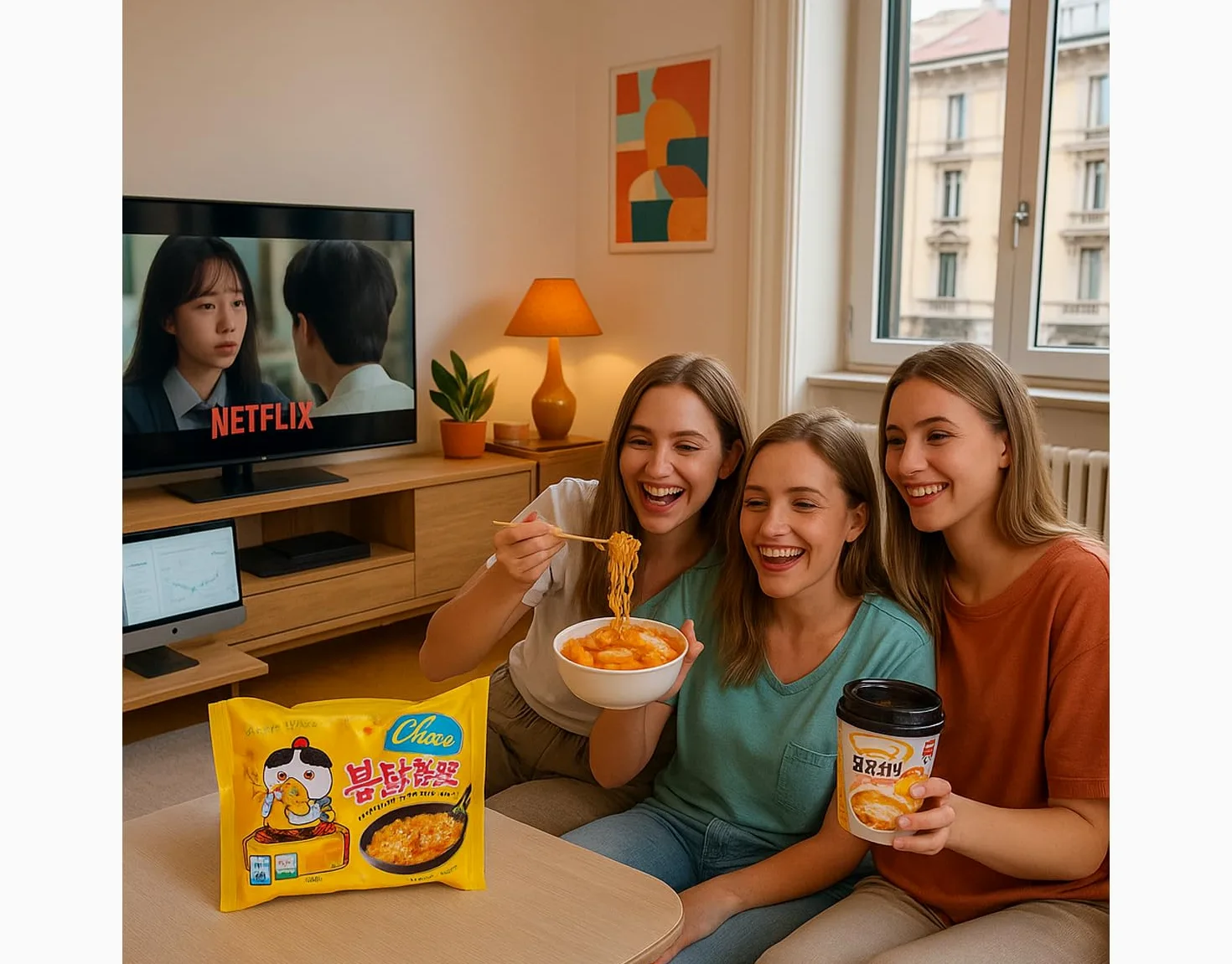 MiFan Ramyun Box | Buldak Cheese Noodles & Tteokbokki al Formaggio con Bacchette Usa e Getta