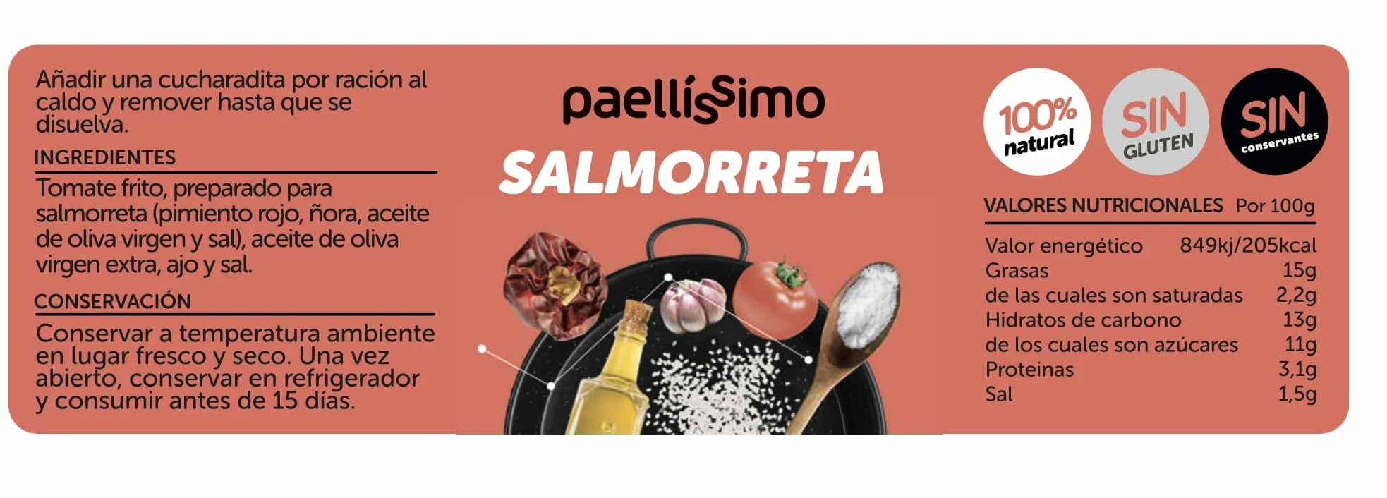 Paellissimo - Salmorreta per Paella, Salmorreta Alicantina, Salsa Salmorretta, Sofrito per Potenziare il Gusto delle tue Paelle, Risi, Fideuás e Stufa - 4 Vasetti da 110 gr (22 porzioni per vaso)