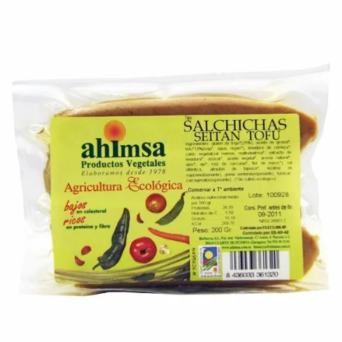 Ahimsa Salsiccia Vegetale Seitan Tofu Bio 200 g Vegano 200 g 300 g