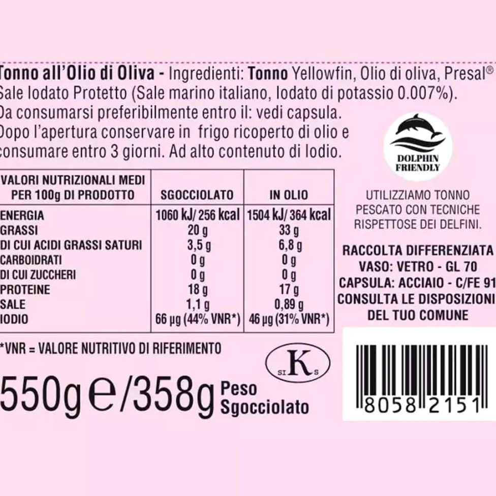 Trancetti di Tonno all'olio di oliva 6 x 550gr