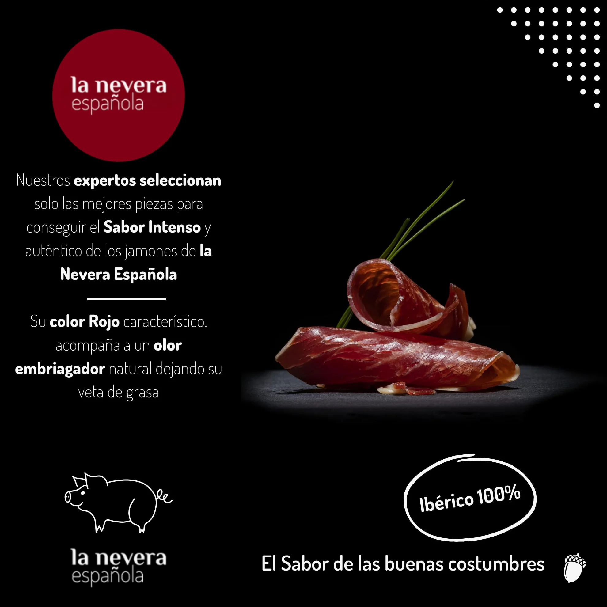Jamón Ibérico Affettato La Nevera Española - Buste sottovuoto. (Spalla di Bellota Ibérica 100%)