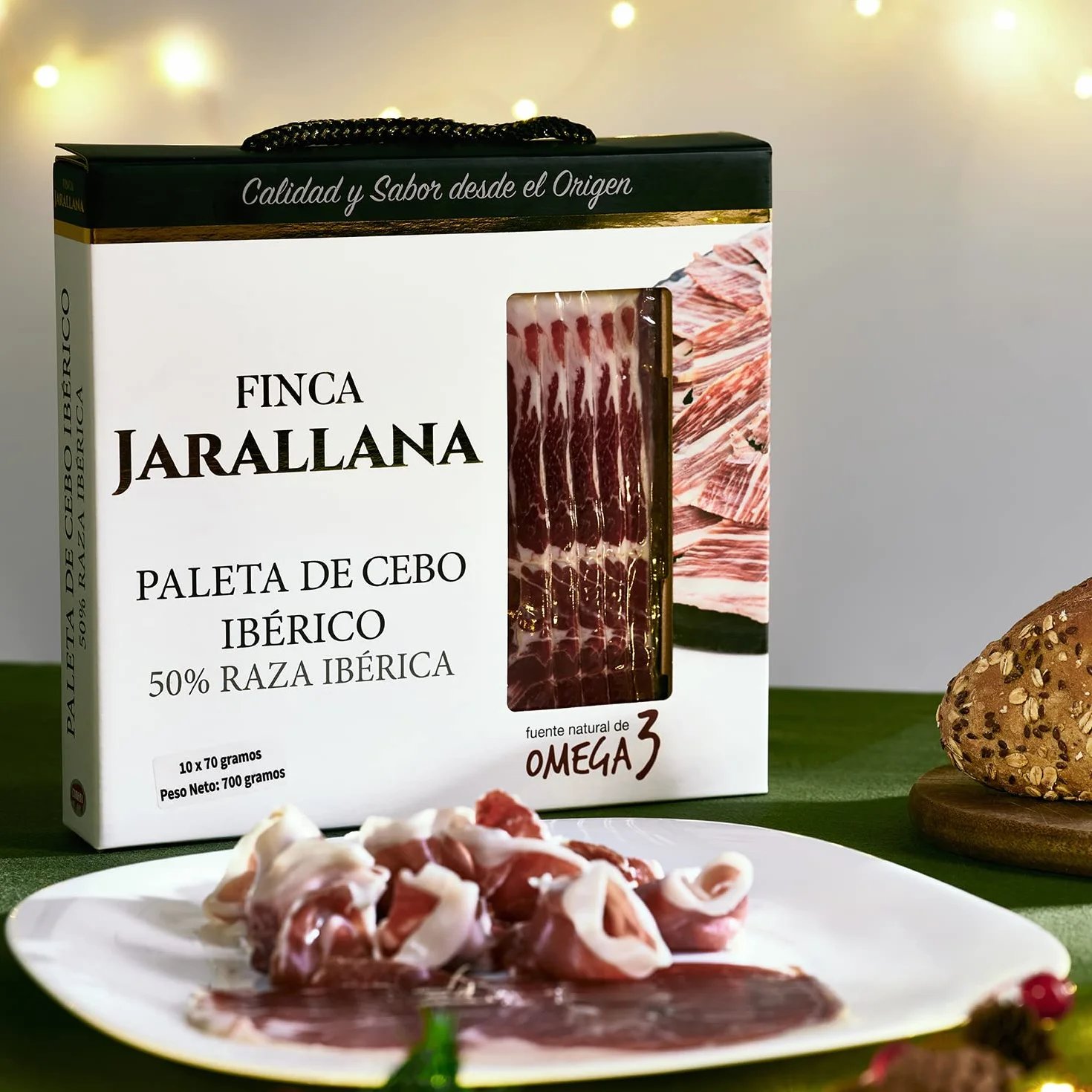 Finca Jarallana | Tagliata di Spalla Iberica di Cebo | 10 Unità da 700 gr | Valigetta con Spalla Disossata di Razza Iberica 50% | Sottovuoto