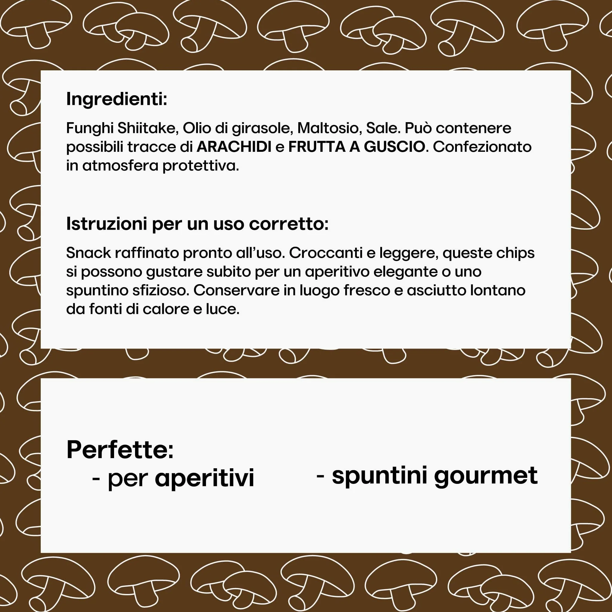 FUNGHI SHIITAKE CHIPS | Snack Gourmet ai Funghi Shiitake, Chips di Funghi, Snack Vegetale senza Coloranti, Confezione Salva Freschezza (500g)