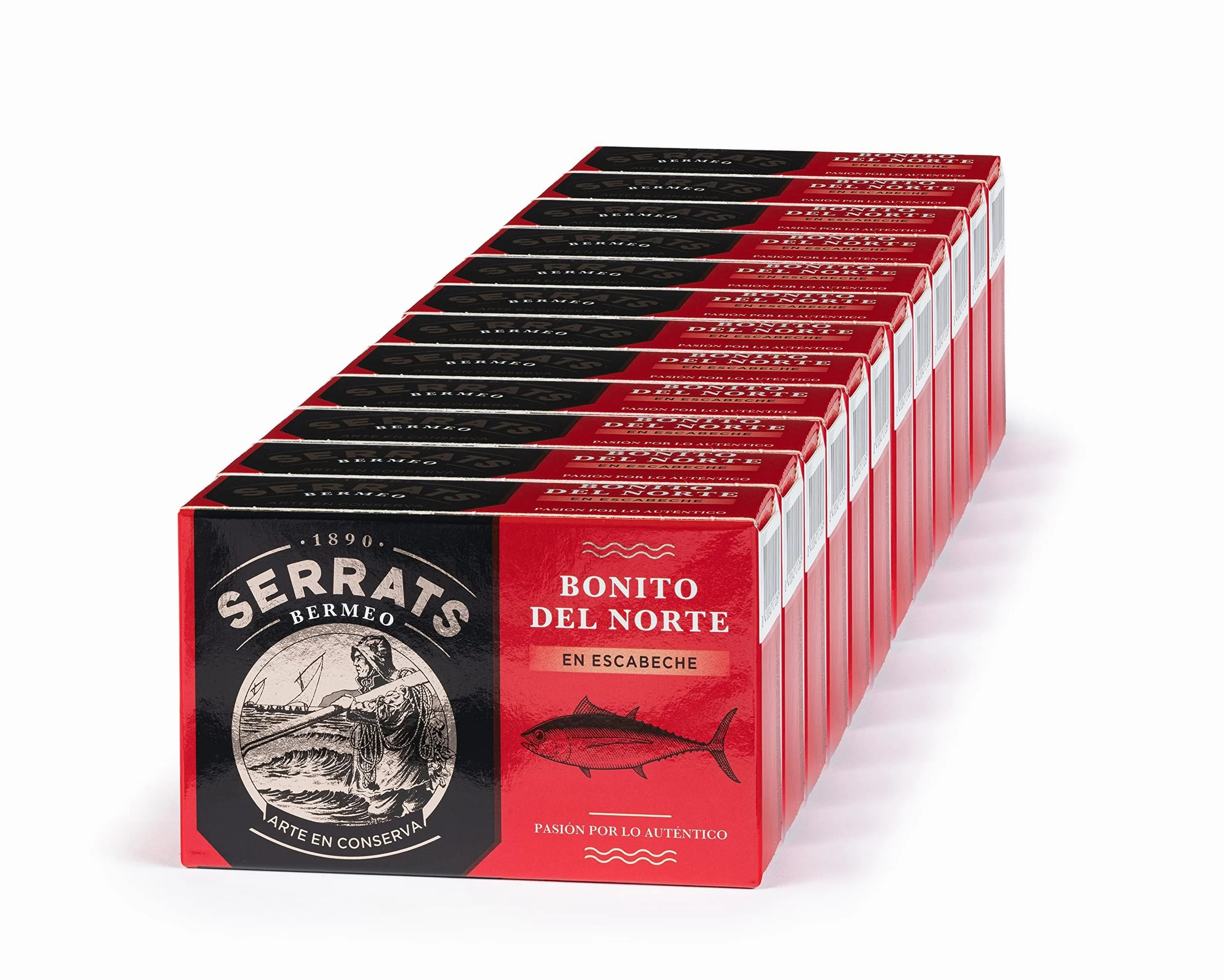 CONSERVAS SERRATS - Tonno Bianco del Cantabrico in Marinata Artigianale - 12 Lattine x 112g (Totale: 1344g) - Ricetta Tradizionale con Paprica - Senza Glutine - Ricco di Omega 3 – Gourmet
